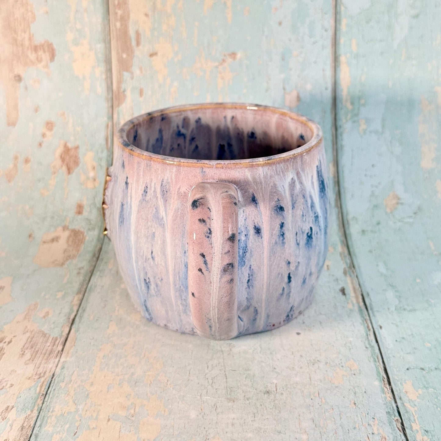 Lavender and Gold Lightning Bolt Mug, Handmade Ceramic Cup - FJD Ceramics