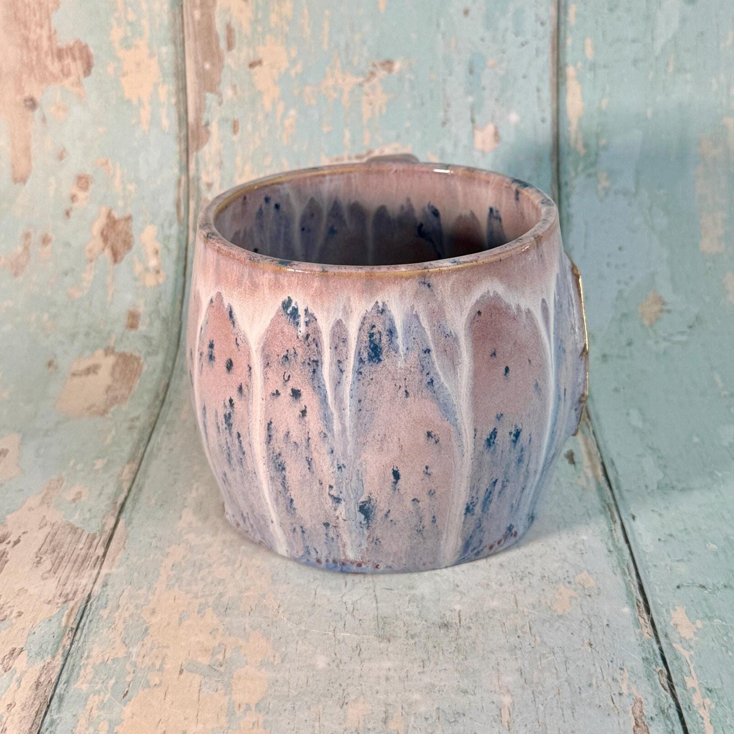 Lavender and Gold Lightning Bolt Mug, Handmade Ceramic Cup - FJD Ceramics