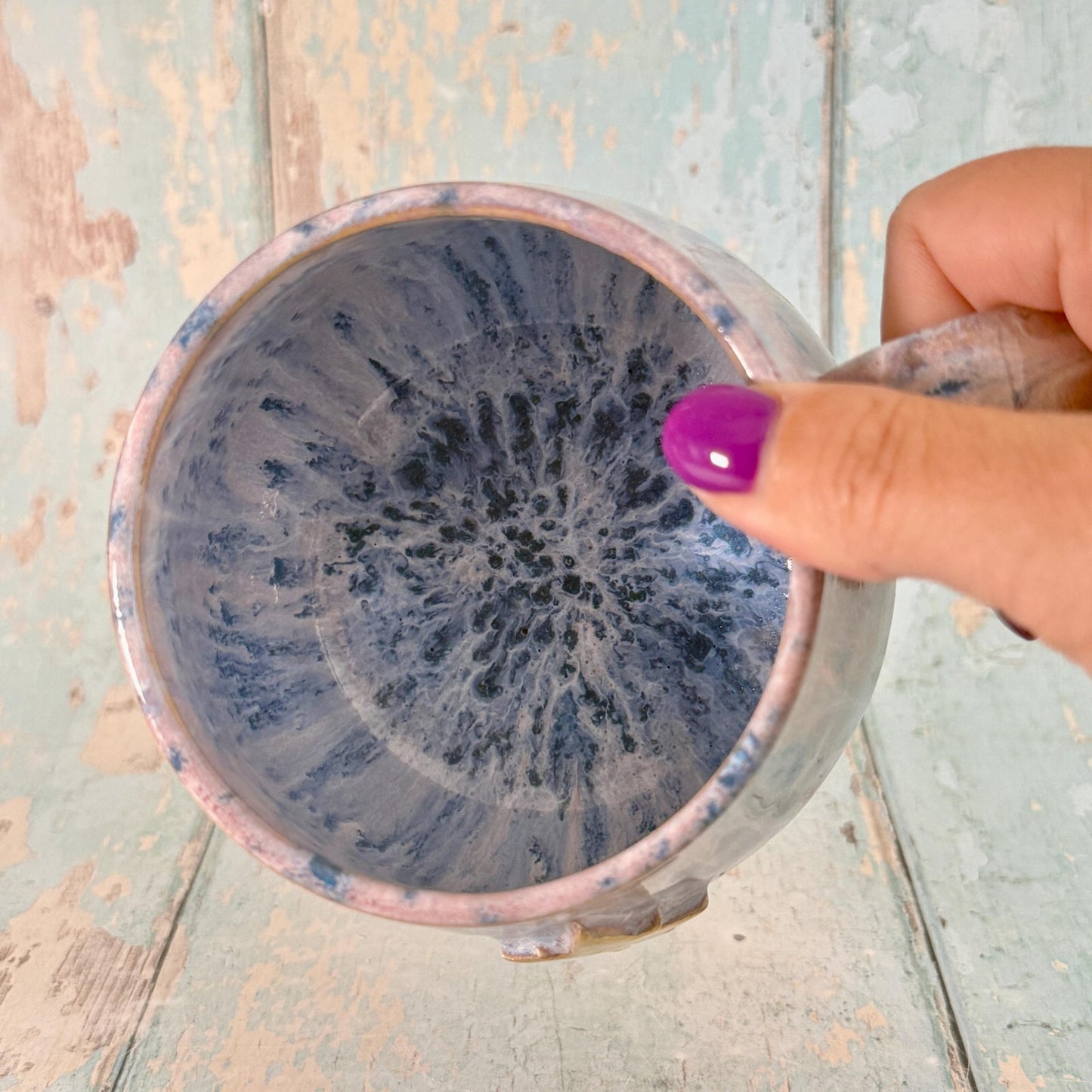 Lavender and Gold Northern Star Mug, Handmade Ceramic Mug - FJD Ceramics