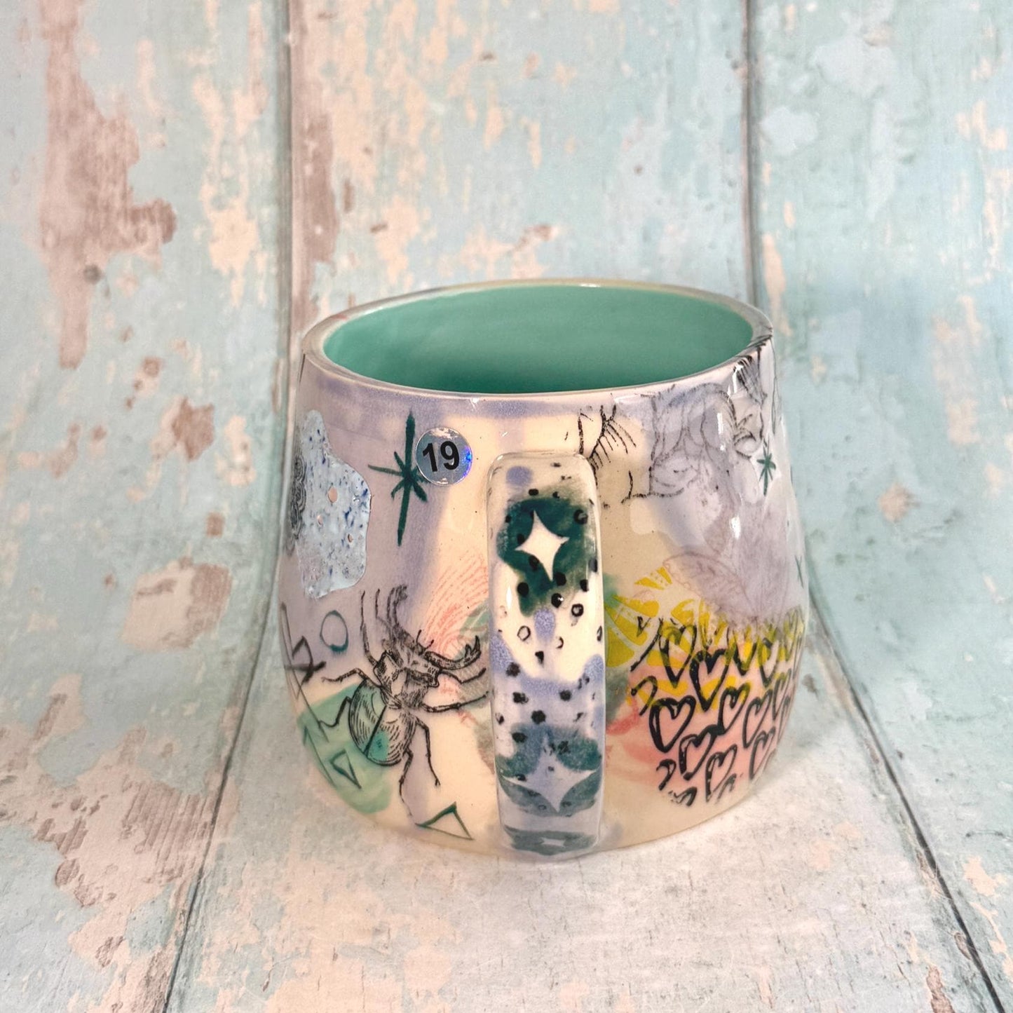 Lavender Collage Mug, Handmade Ceramic Cup - FJD Ceramics