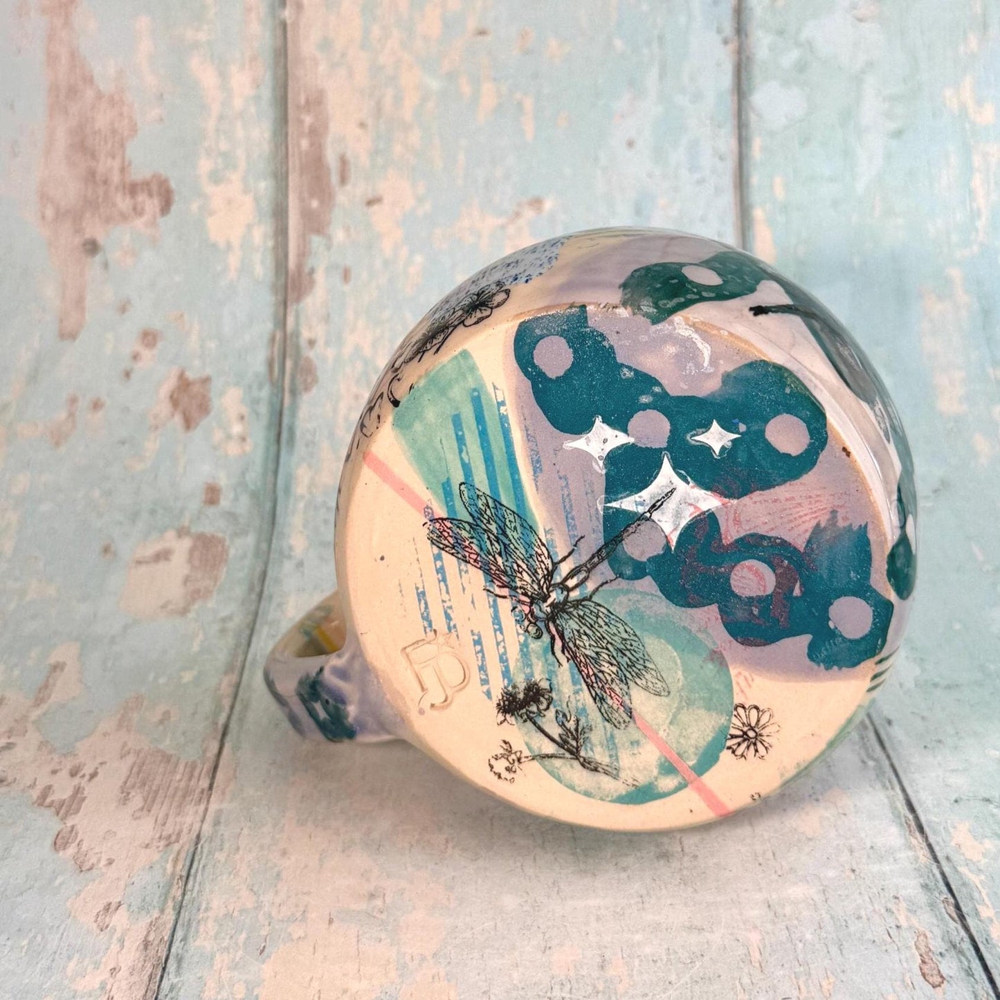 Lavender Collage Mug, Handmade Ceramic Cup - FJD Ceramics