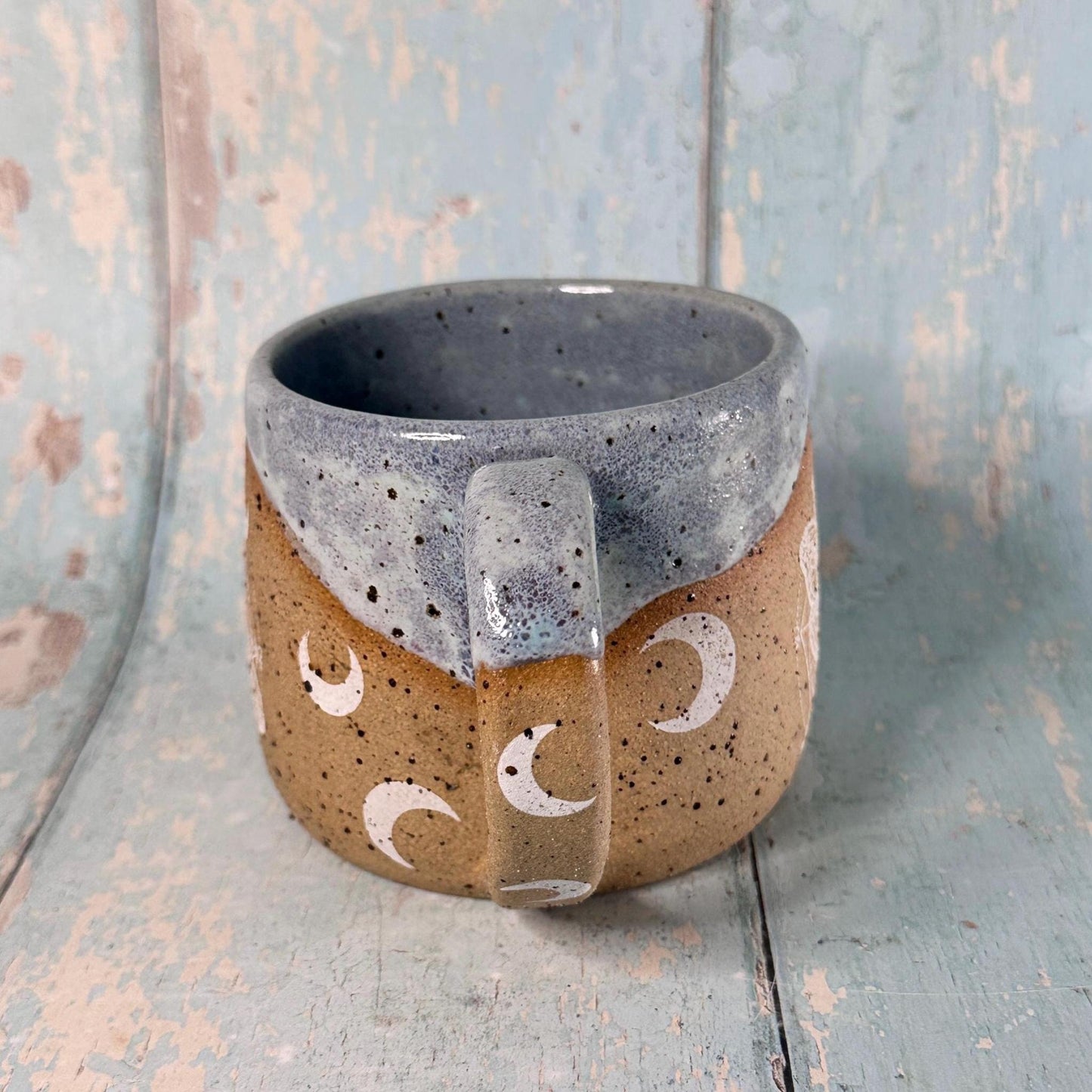Lilac Blue Moth Mug, Large Ceramic Cup - FJD Ceramics