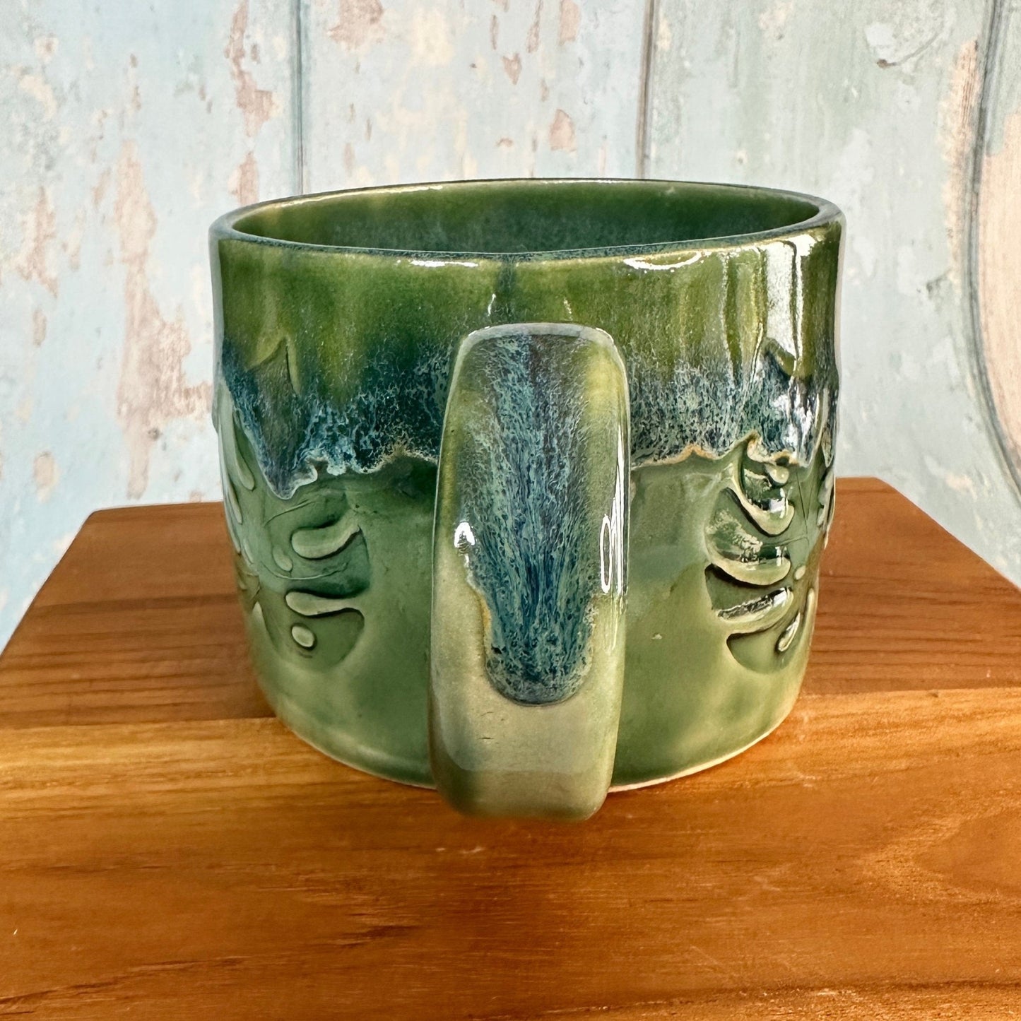 Monstera Leaf Mug, Green Ceramic Cup - FJD Ceramics