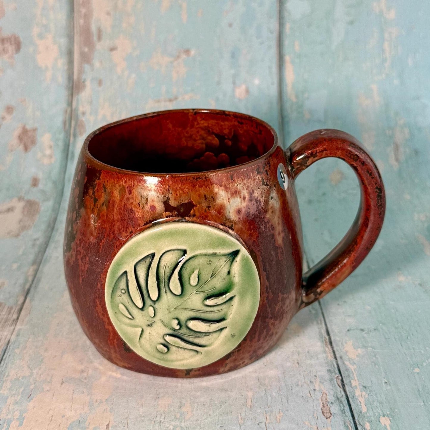 Monstera Leaf Mug, Large Copper Ceramic - FJD Ceramics