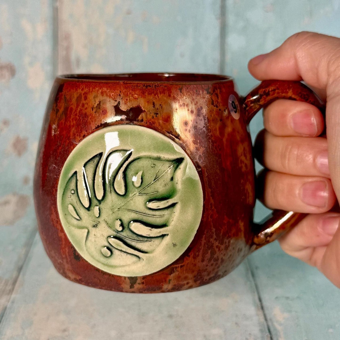 Monstera Leaf Mug, Large Copper Ceramic - FJD Ceramics