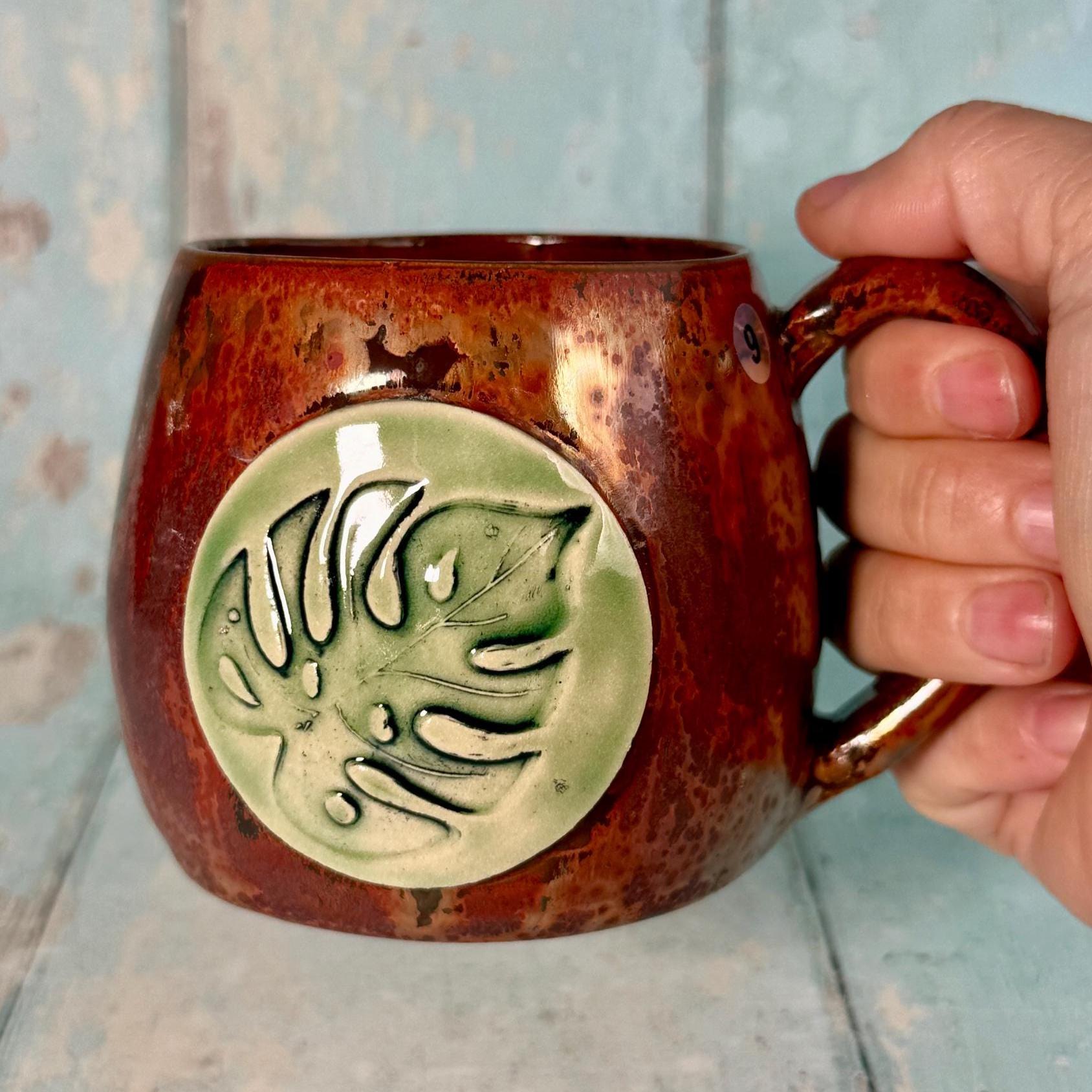 Monstera Leaf Mug, Large Copper Ceramic - FJD Ceramics