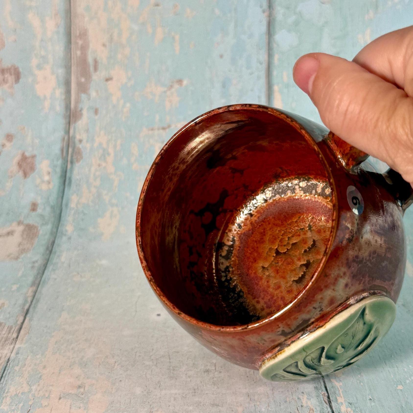 Monstera Leaf Mug, Large Copper Ceramic - FJD Ceramics