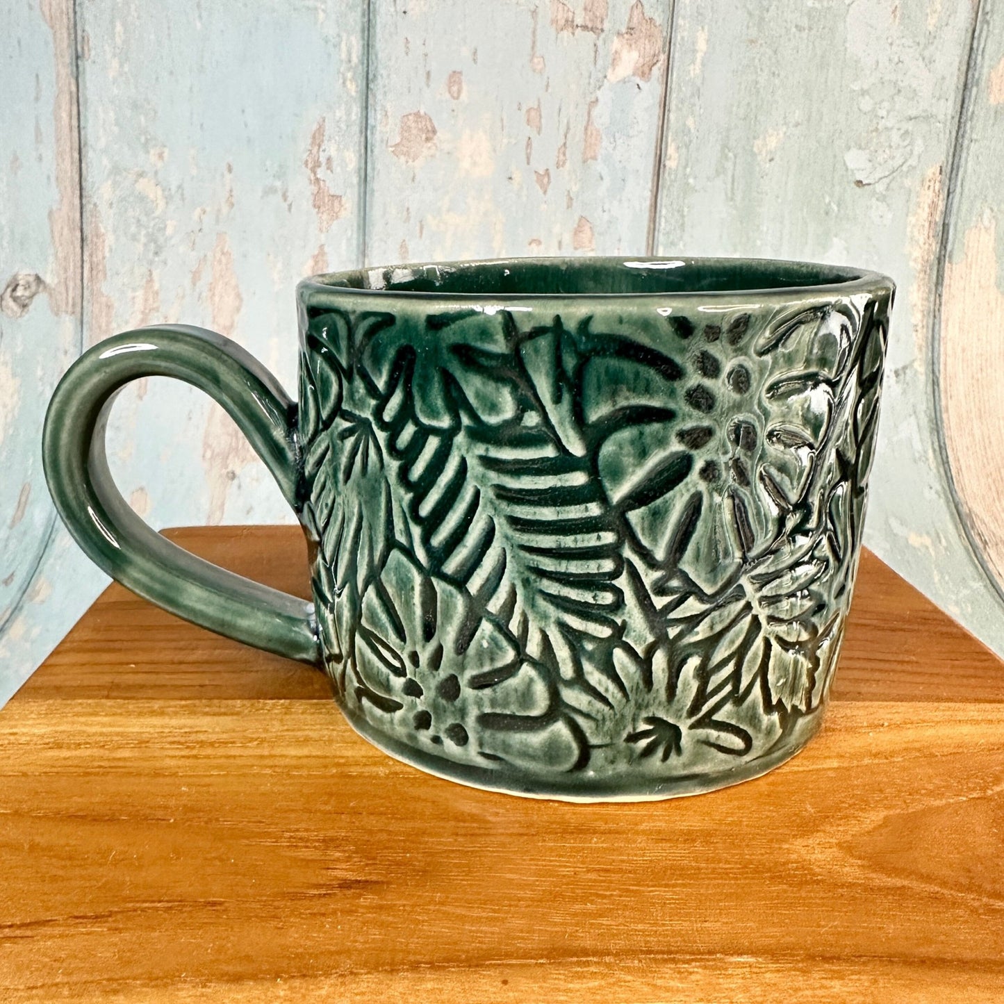 Monstera Leaf Mug, Large Green Ceramic - FJD Ceramics