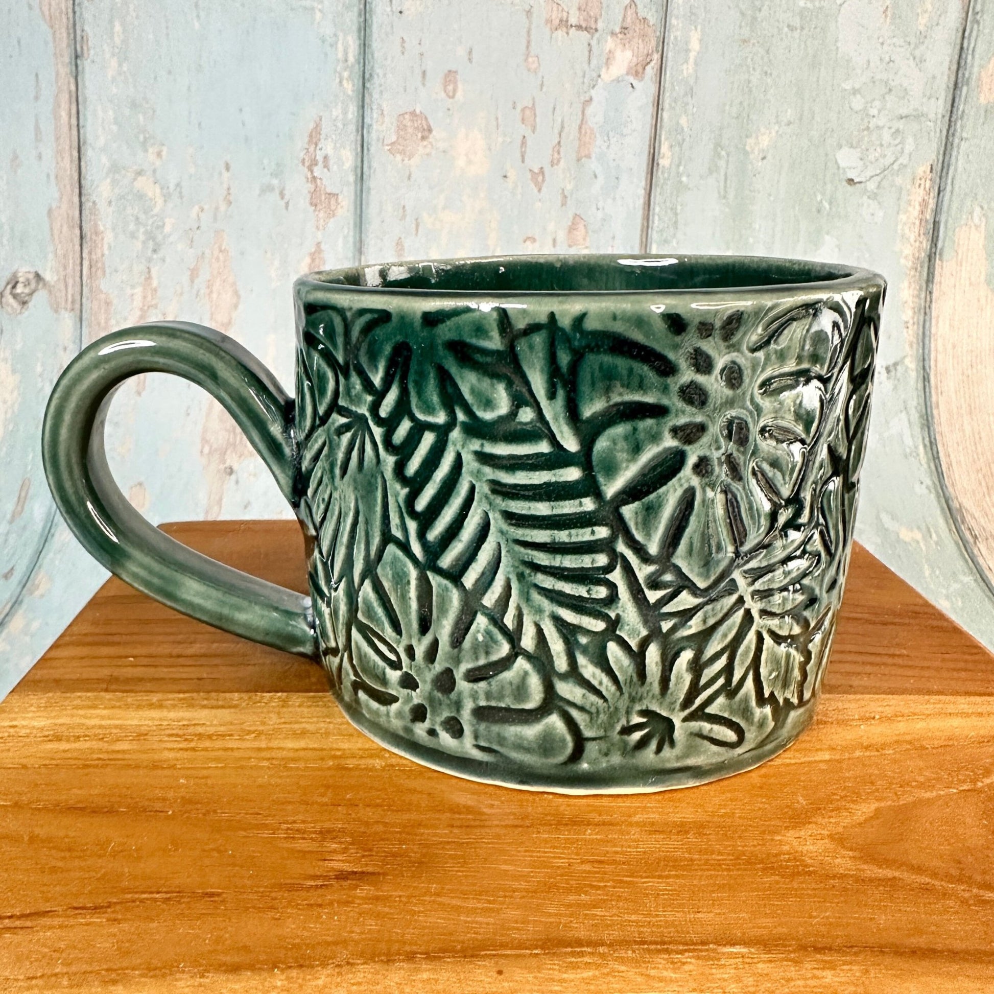 Monstera Leaf Mug, Large Green Ceramic - FJD Ceramics
