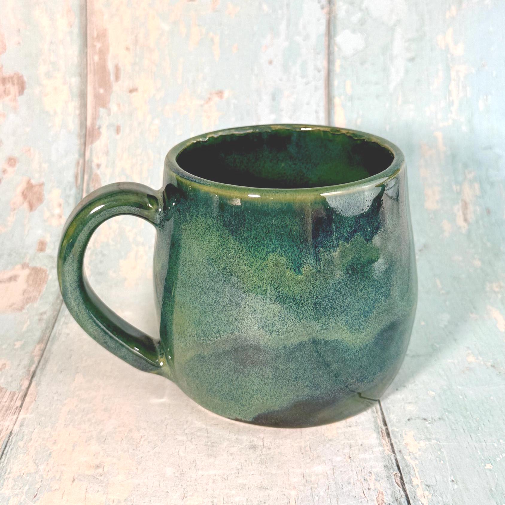 Monstera Leaf Mug, Large Green Ceramic - FJD Ceramics