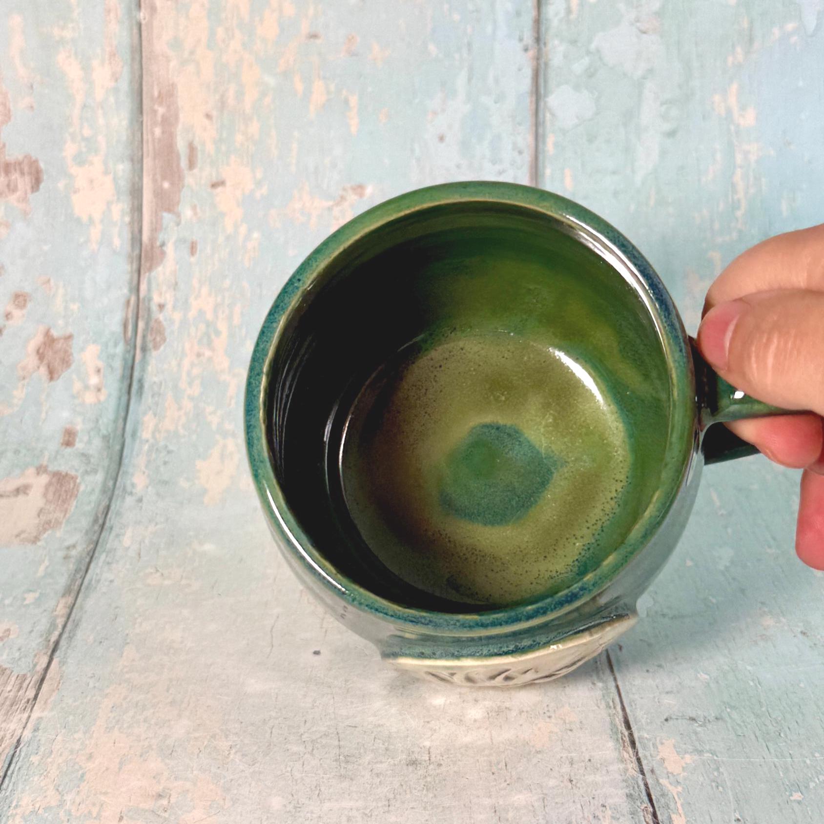 Monstera Leaf Mug, Large Green Ceramic - FJD Ceramics