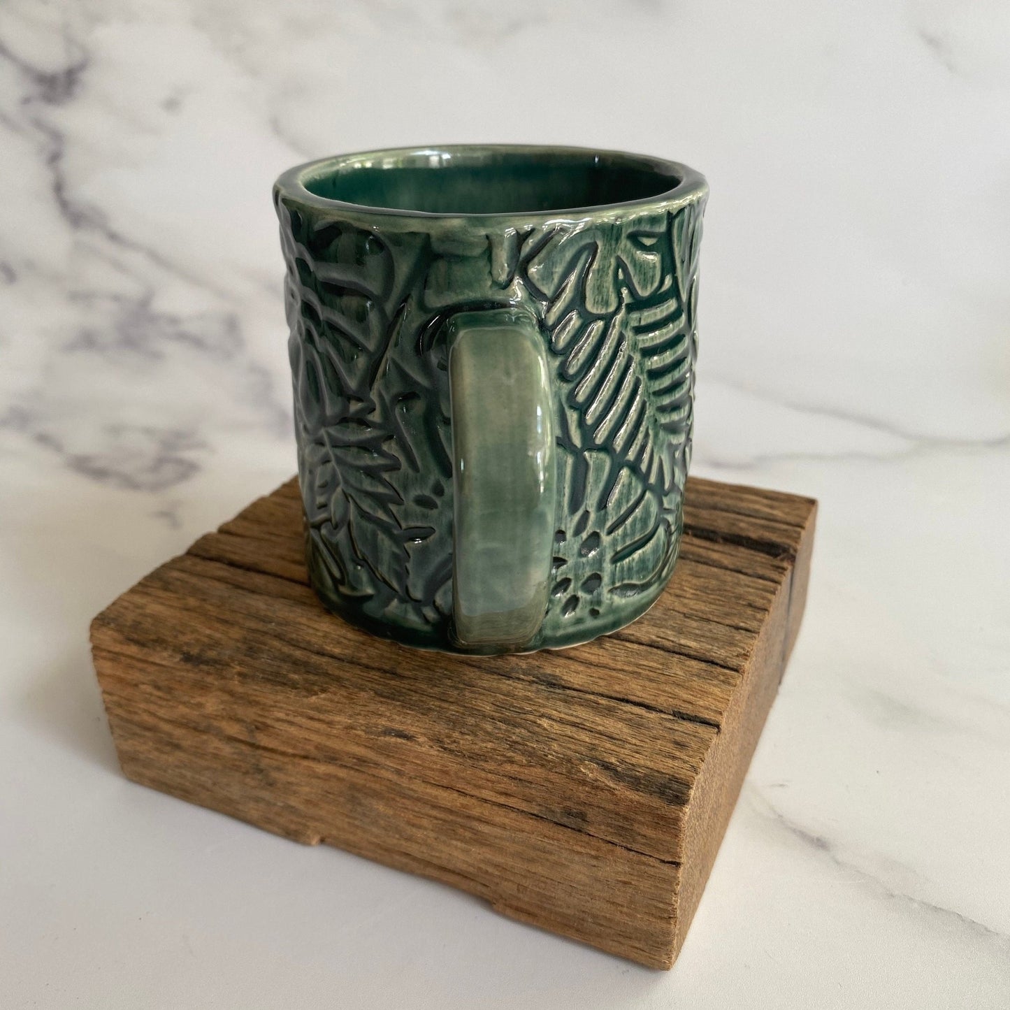 Monstera Leaf Mug, Small Green Ceramic - FJD Ceramics