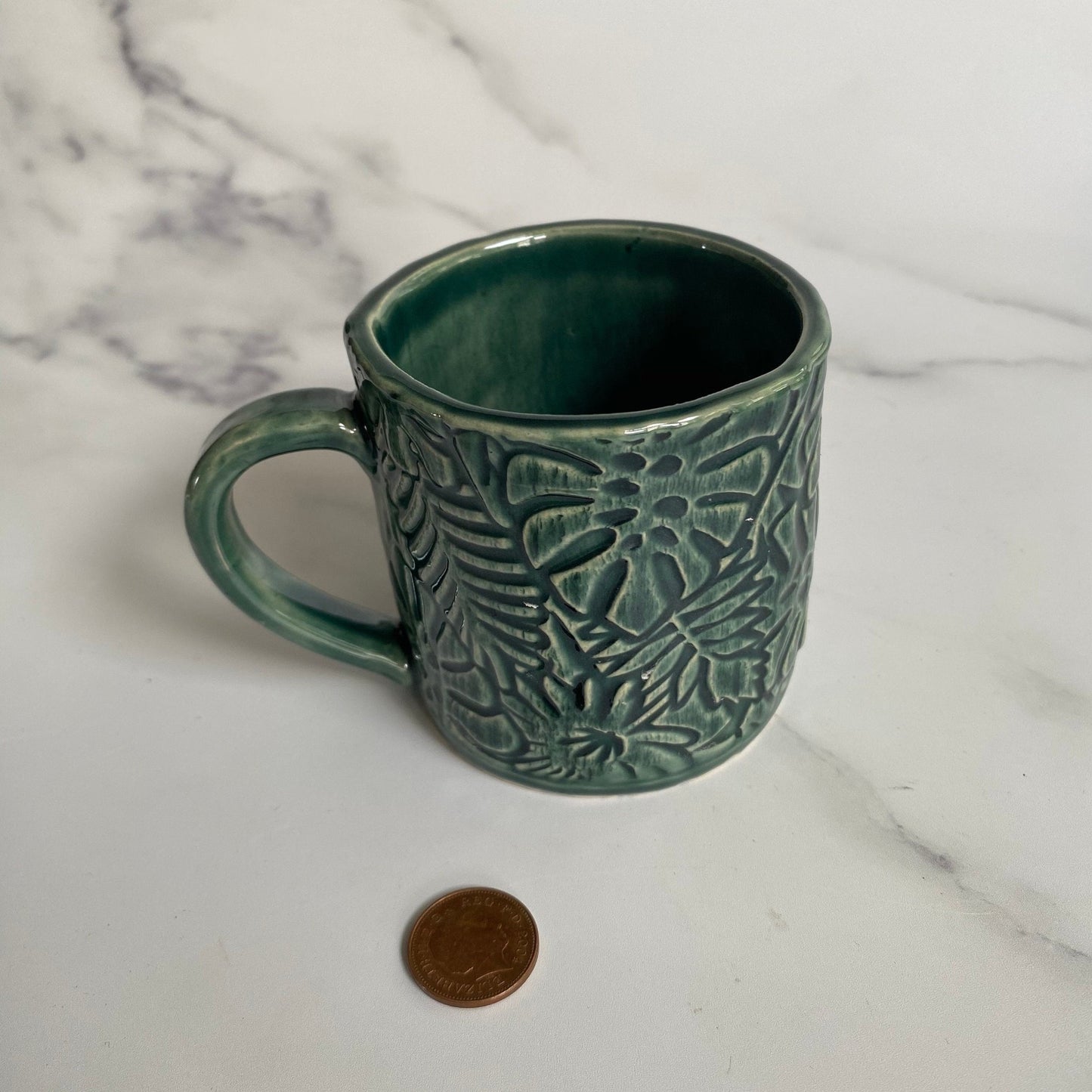 Monstera Leaf Mug, Small Green Ceramic - FJD Ceramics