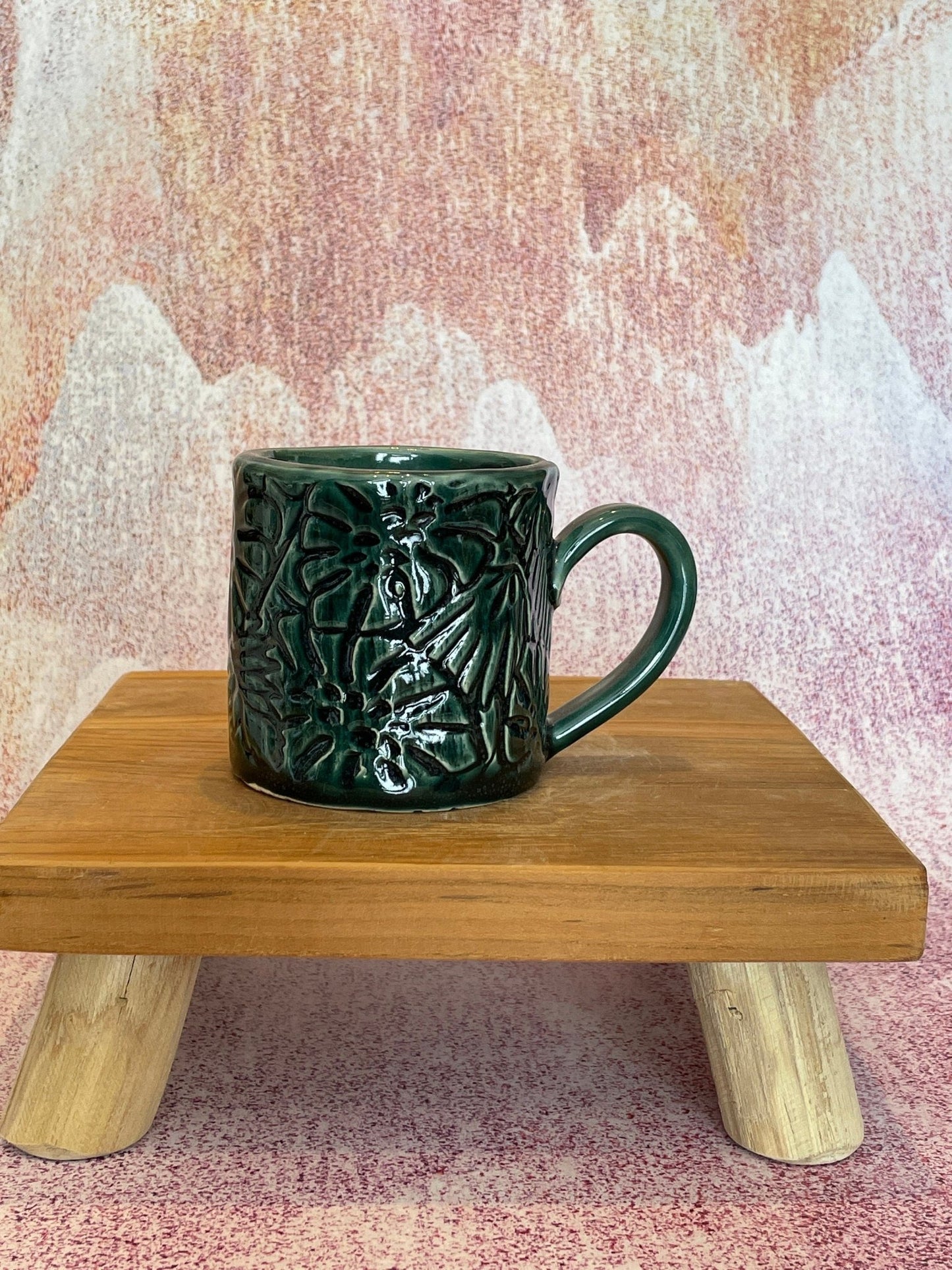 Monstera Leaf Mug, Small Green Ceramic - FJD Ceramics
