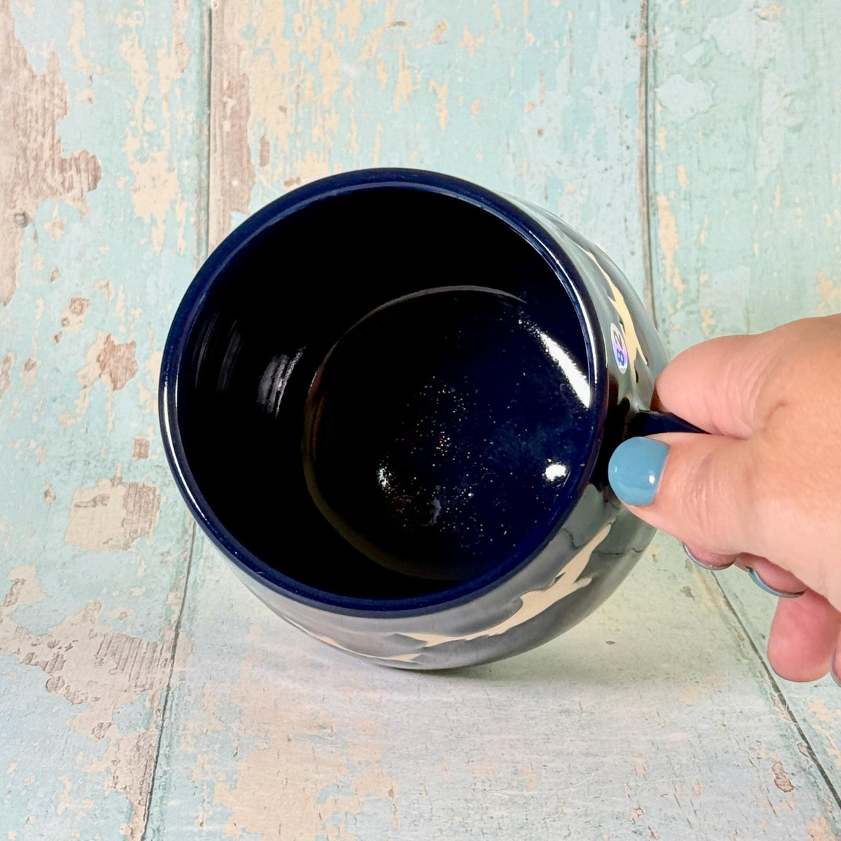 Navy Blue Hammerhead Shark Mug, Large Ceramic Cup - FJD Ceramics