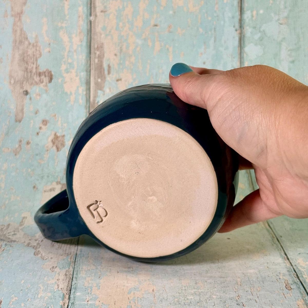 Navy Blue Hammerhead Shark Mug, Large Ceramic Cup - Second - FJD Ceramics