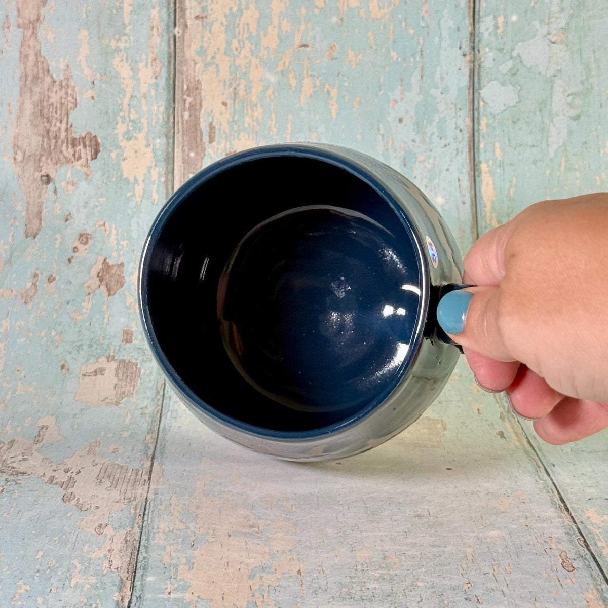 Navy Blue Hammerhead Shark Mug, Large Ceramic Cup - Second - FJD Ceramics