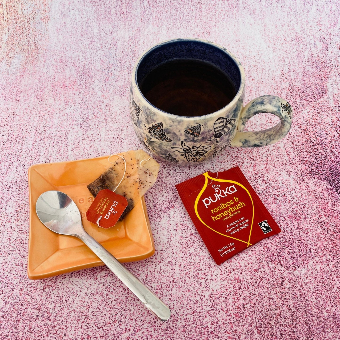 Orange Ceramic Dish, Tea Bag Holder - FJD Ceramics