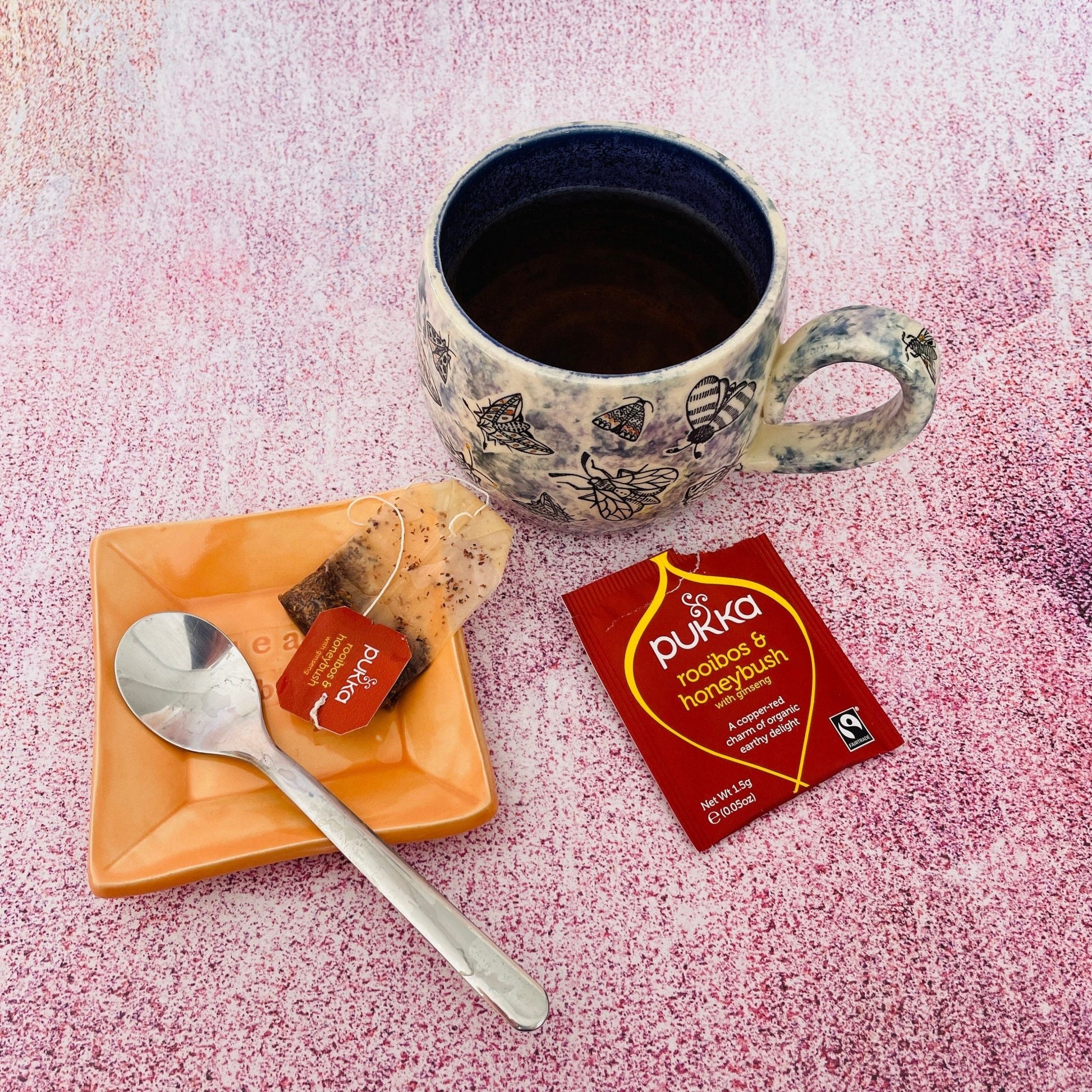 Orange Ceramic Dish, Tea Bag Holder - FJD Ceramics