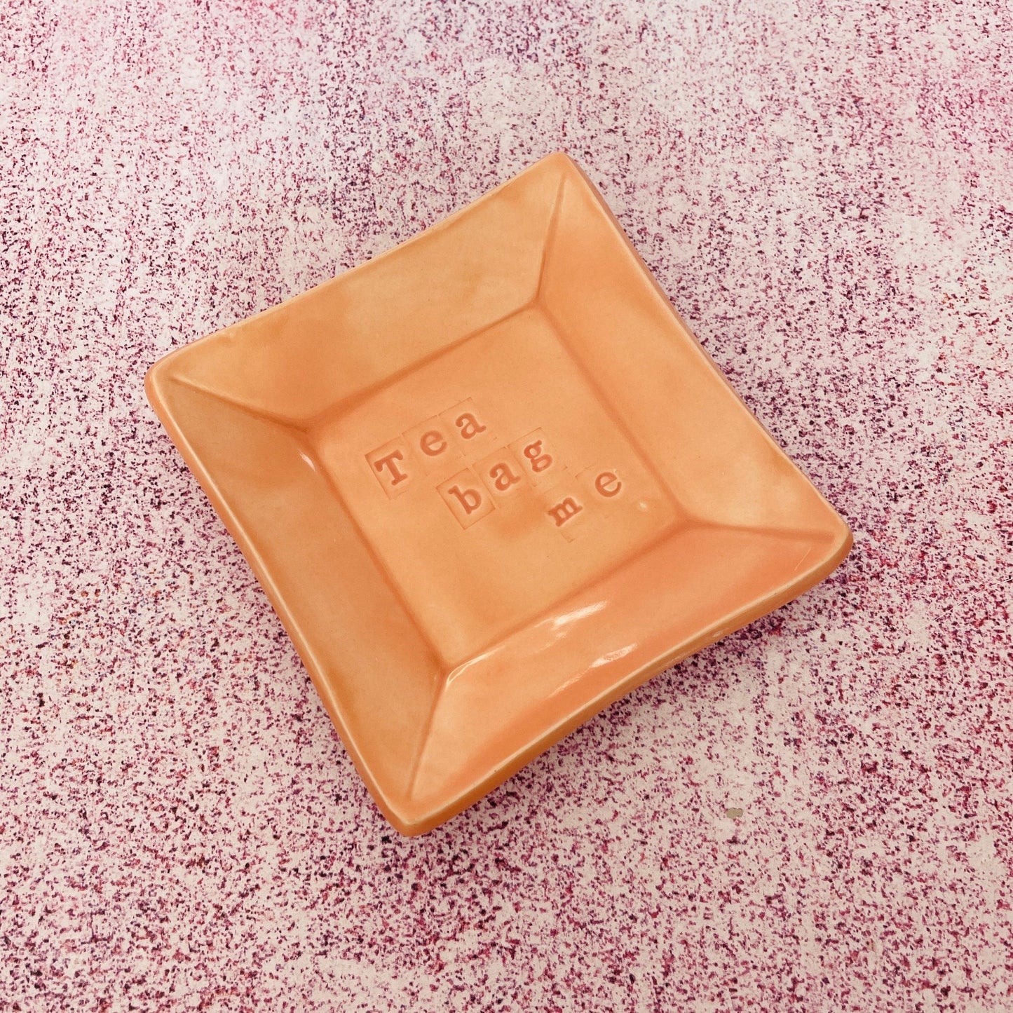 Orange Ceramic Dish, Tea Bag Holder - FJD Ceramics