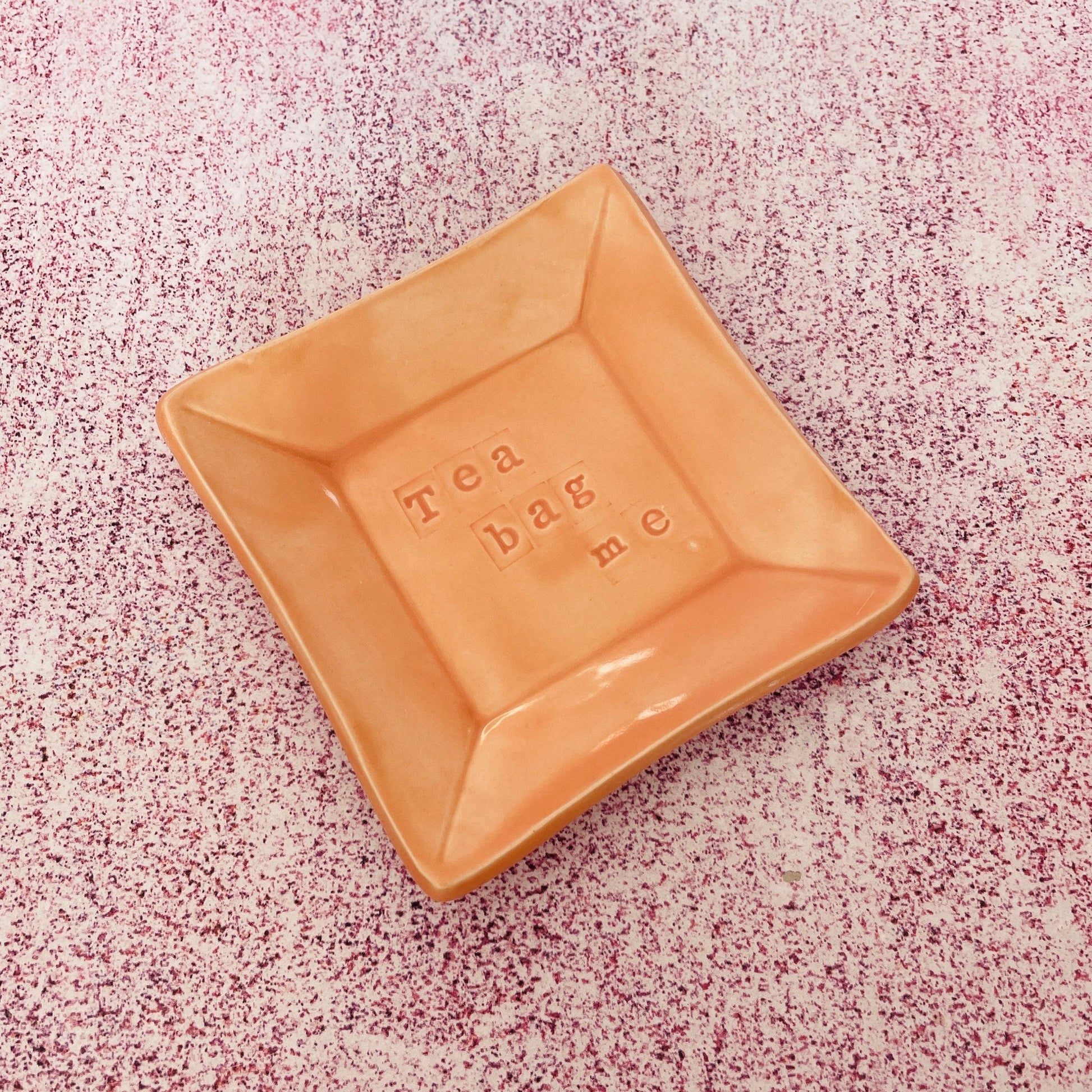 Orange Ceramic Dish, Tea Bag Holder - FJD Ceramics