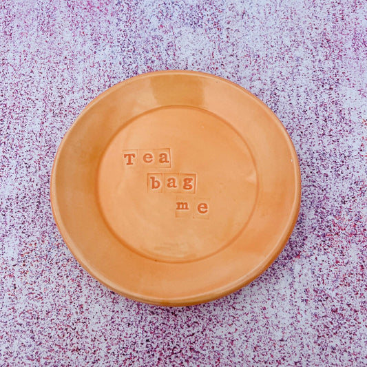 Orange Ceramic Dish, Tea Bag Holder - FJD Ceramics