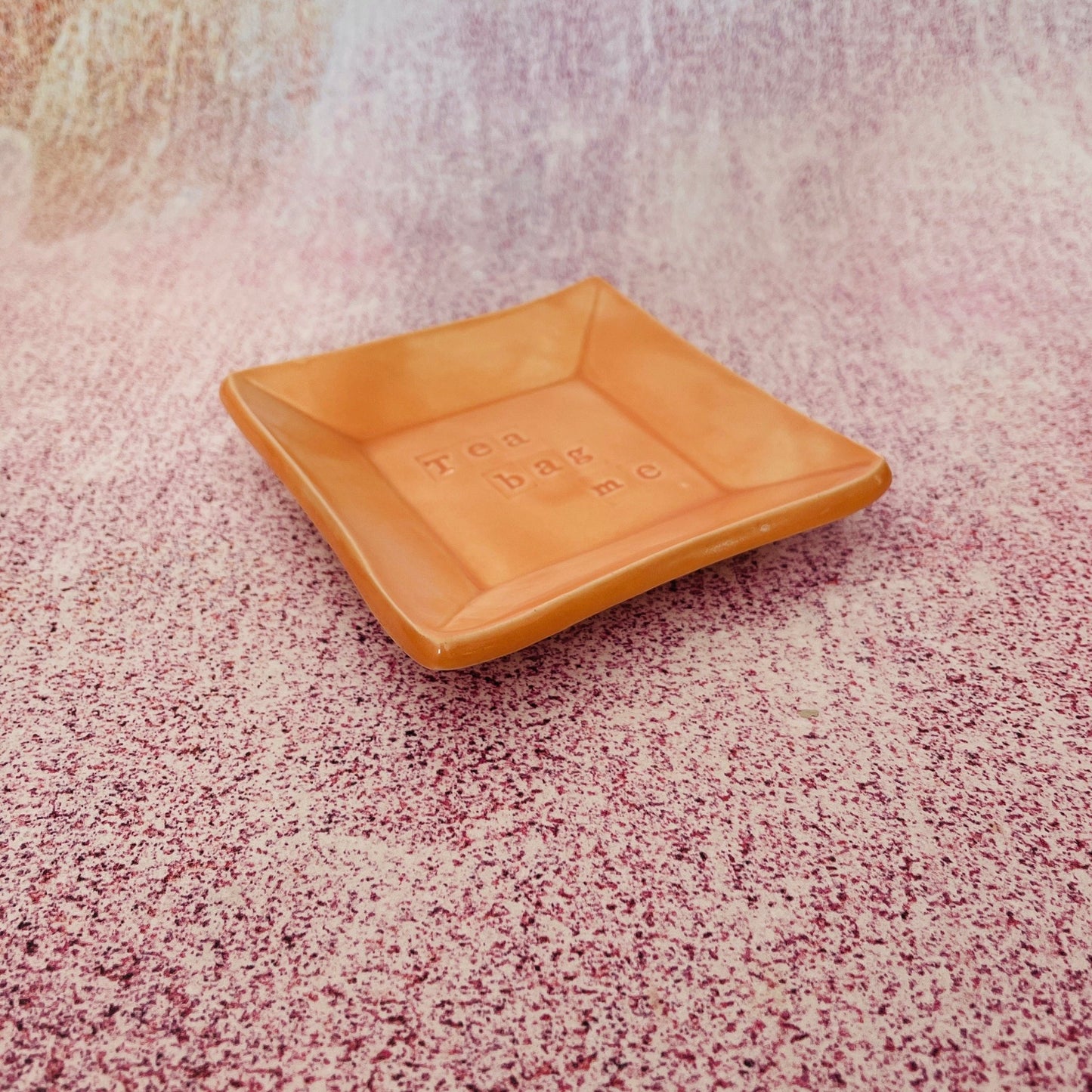 Orange Ceramic Dish, Tea Bag Holder - FJD Ceramics