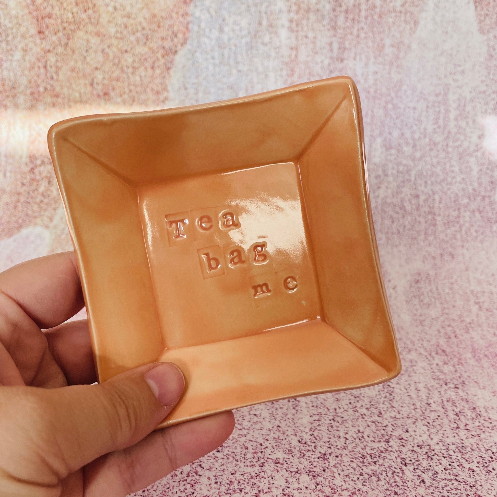 Orange Ceramic Dish, Tea Bag Holder - FJD Ceramics