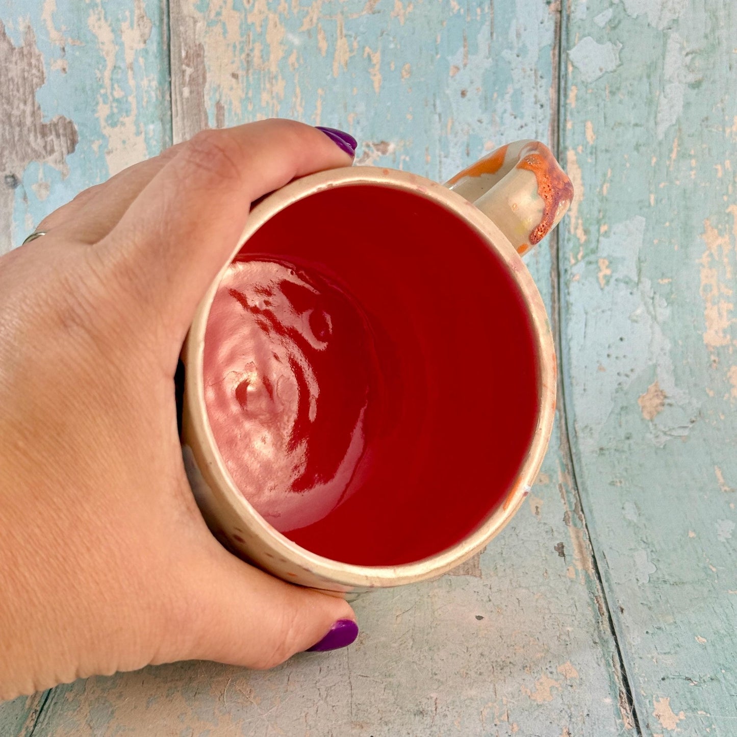Pastel and Pink Skull Mug, Large Ceramic Cup - FJD Ceramics