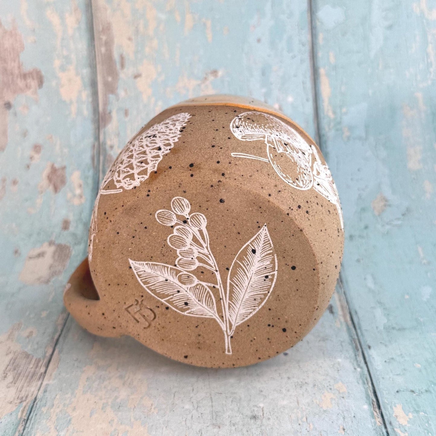 Peach Autumn Fall Mug, Large Ceramic Cup - FJD Ceramics