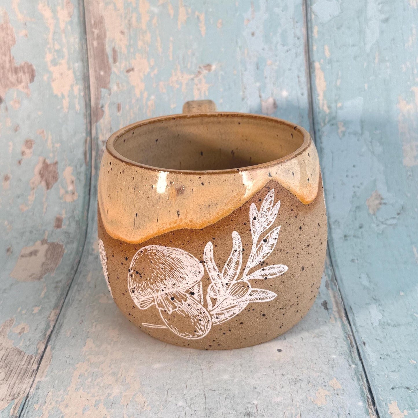Peach Autumn Fall Mug, Large Ceramic Cup - FJD Ceramics