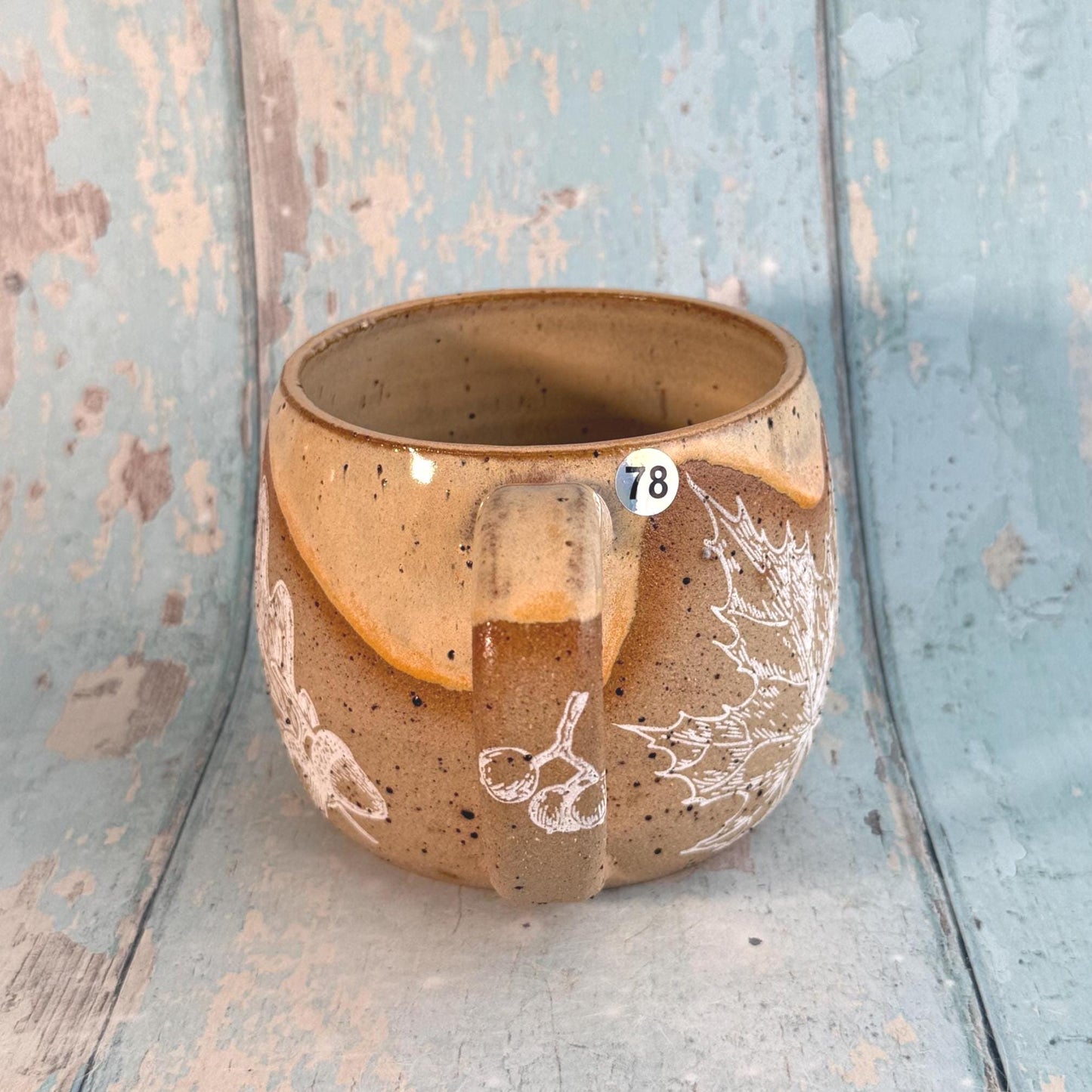 Peach Autumn Fall Mug, Large Ceramic Cup - FJD Ceramics
