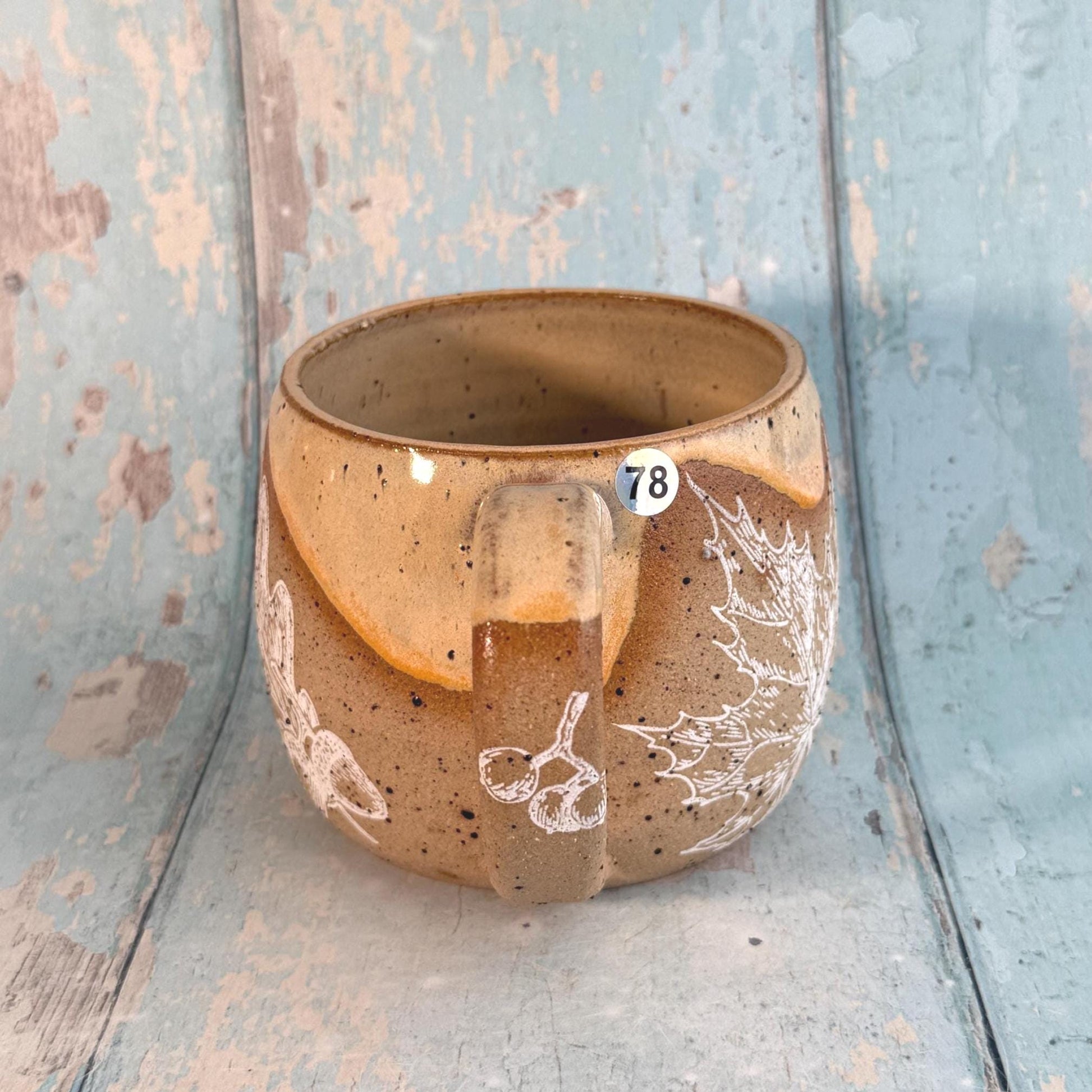 Peach Autumn Fall Mug, Large Ceramic Cup - FJD Ceramics