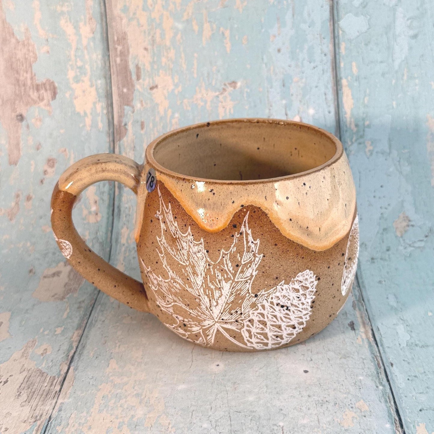 Peach Autumn Fall Mug, Large Ceramic Cup - FJD Ceramics