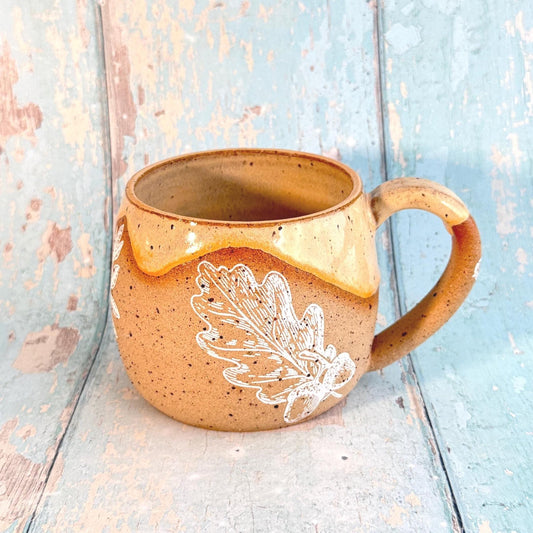 Peach Autumn Fall Mug, Large Ceramic Cup - FJD Ceramics