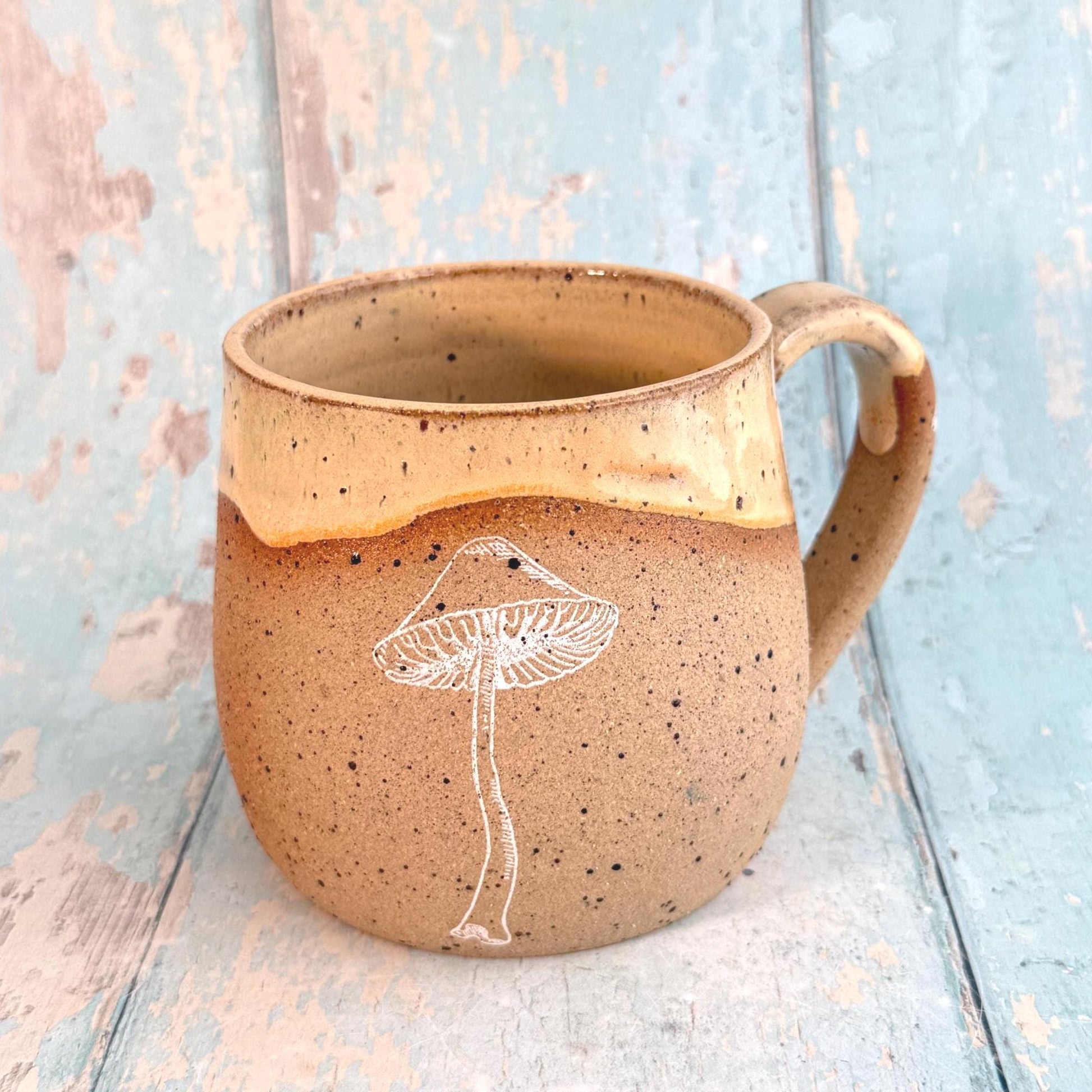 Peach Mushroom Mug, Fungi Ceramic Cup - FJD Ceramics