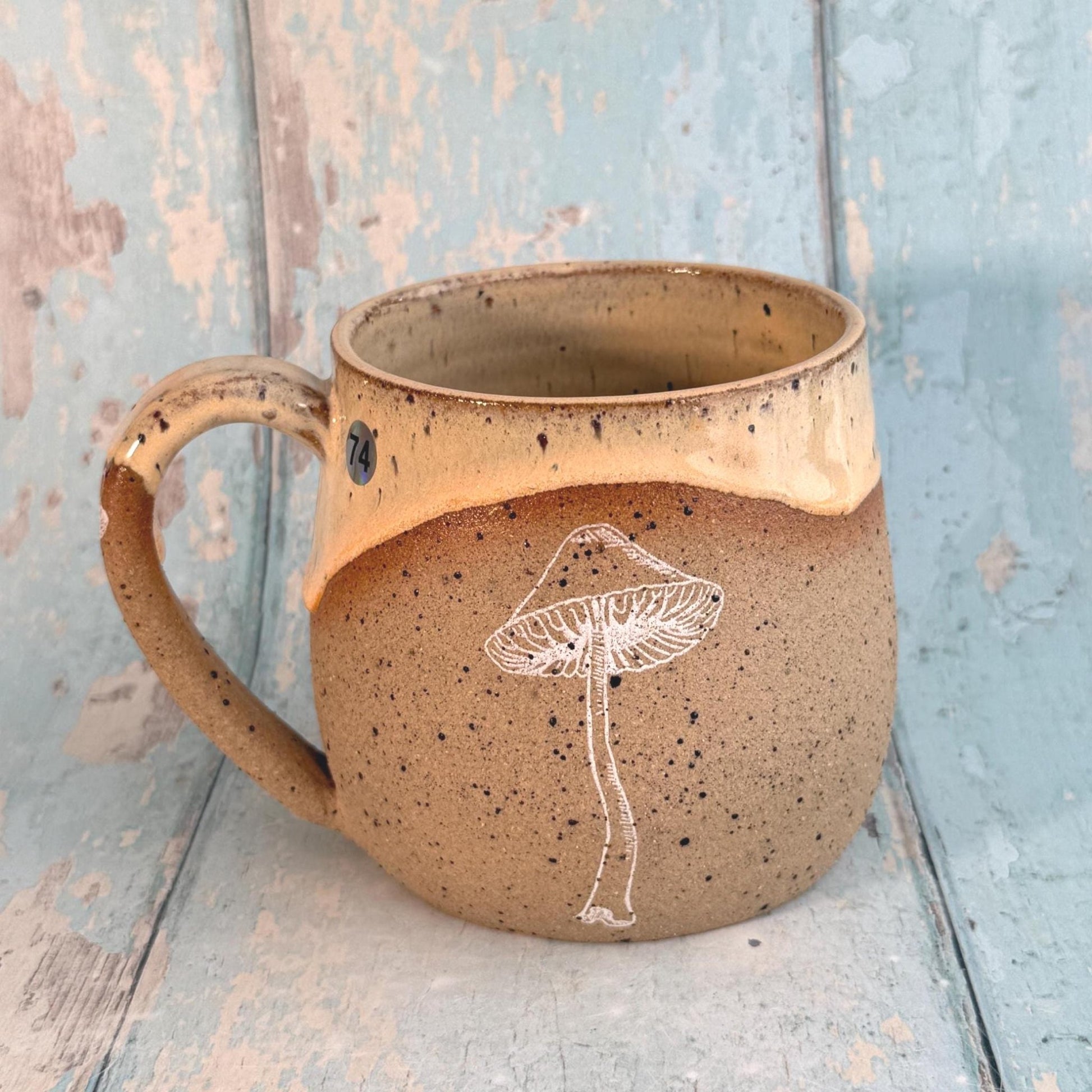 Peach Mushroom Mug, Fungi Ceramic Cup - FJD Ceramics