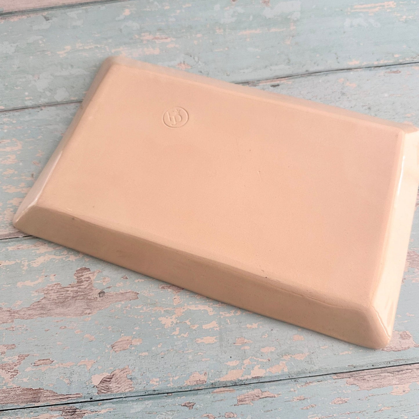 Pink and Yellow lemon Plater, Large Handmade Rectangle Ceramic Plate - FJD Ceramics