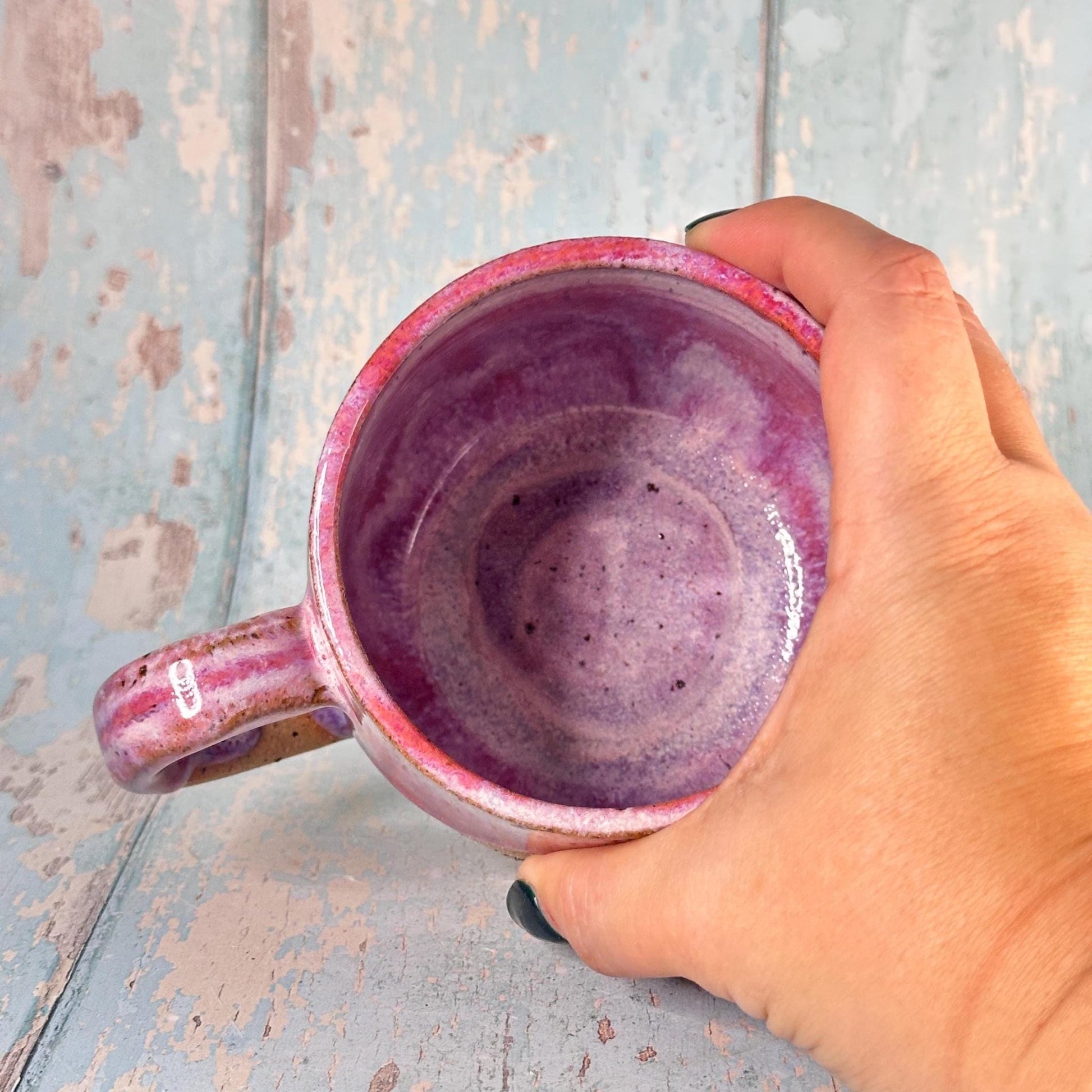 Pink Butterfly Mug, Large Ceramic Cup - FJD Ceramics