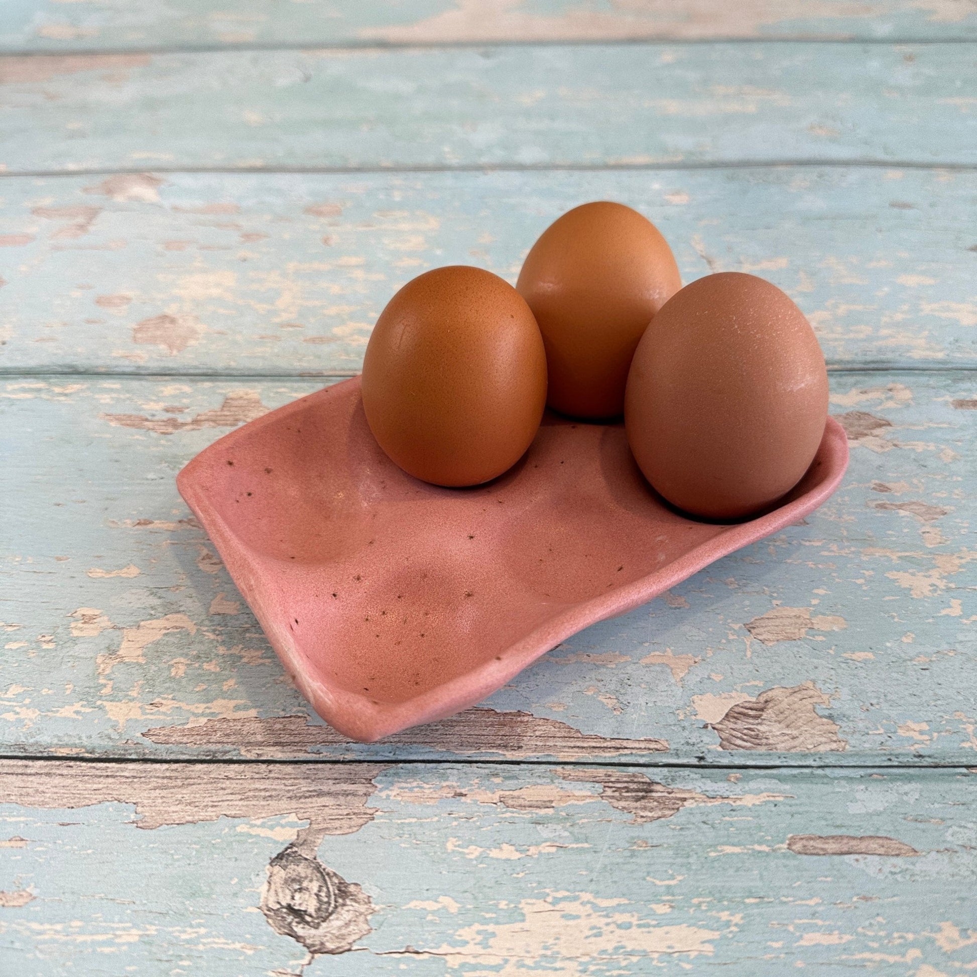 Pink Ceramic Egg Tray - 6 or 12 Eggs - Handmade Pottery Egg Holder - FJD Ceramics