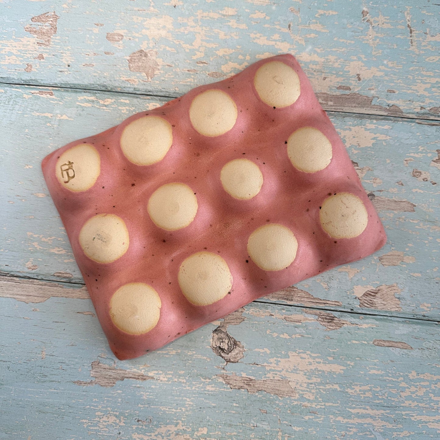Pink Ceramic Egg Tray - 6 or 12 Eggs - Handmade Pottery Egg Holder - FJD Ceramics