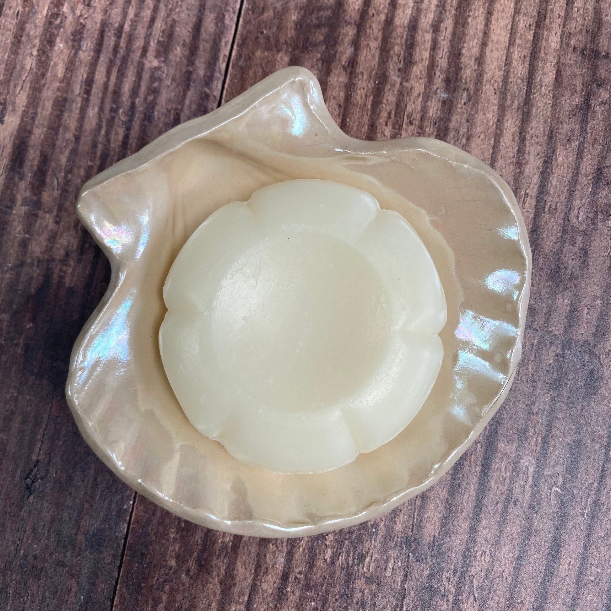 Pink Ceramic Sea Shell Jewelry Dish: Mother of Pearl Finish - FJD Ceramics