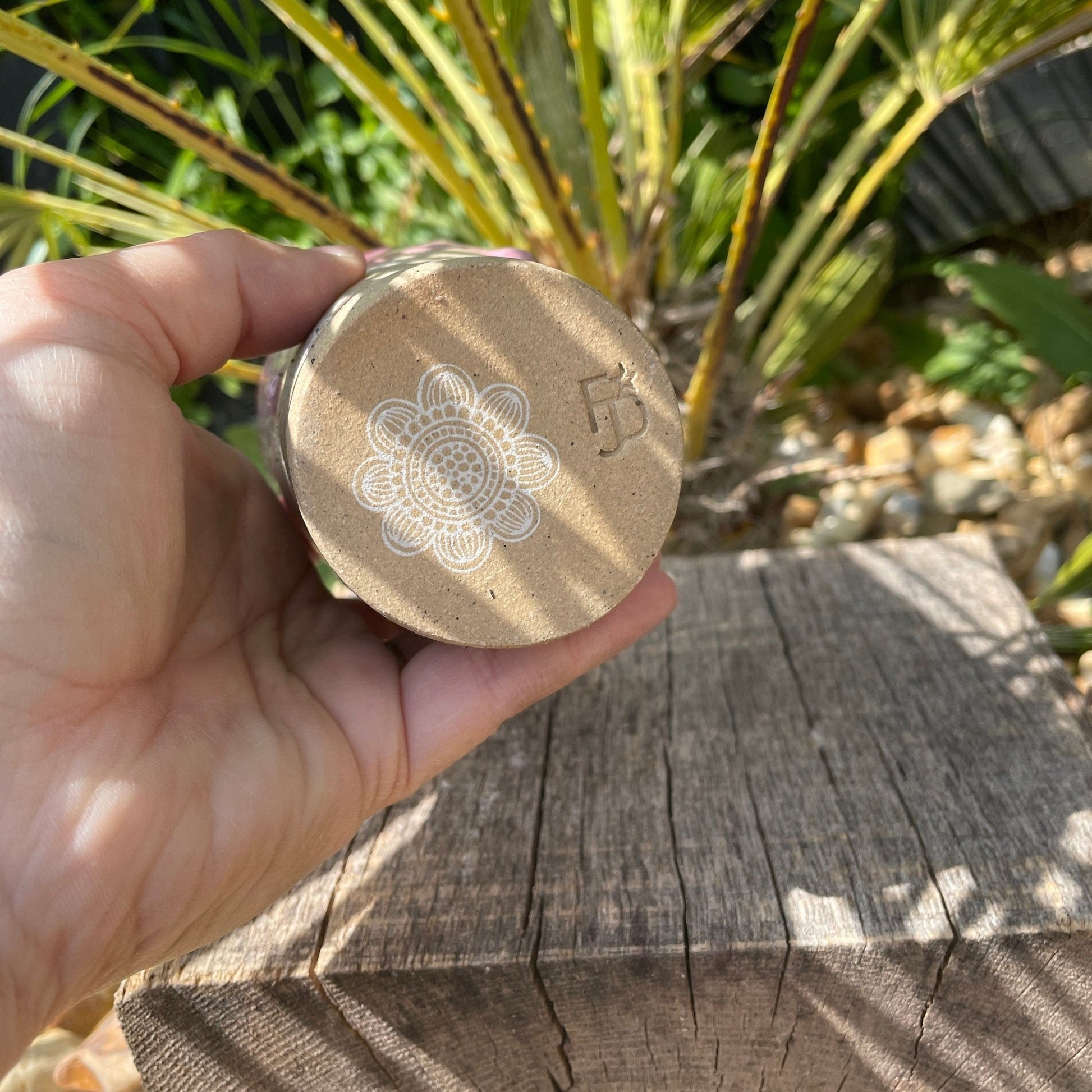 Pink Floral Ceramic Tumbler, Handmade Modern Cup - FJD Ceramics