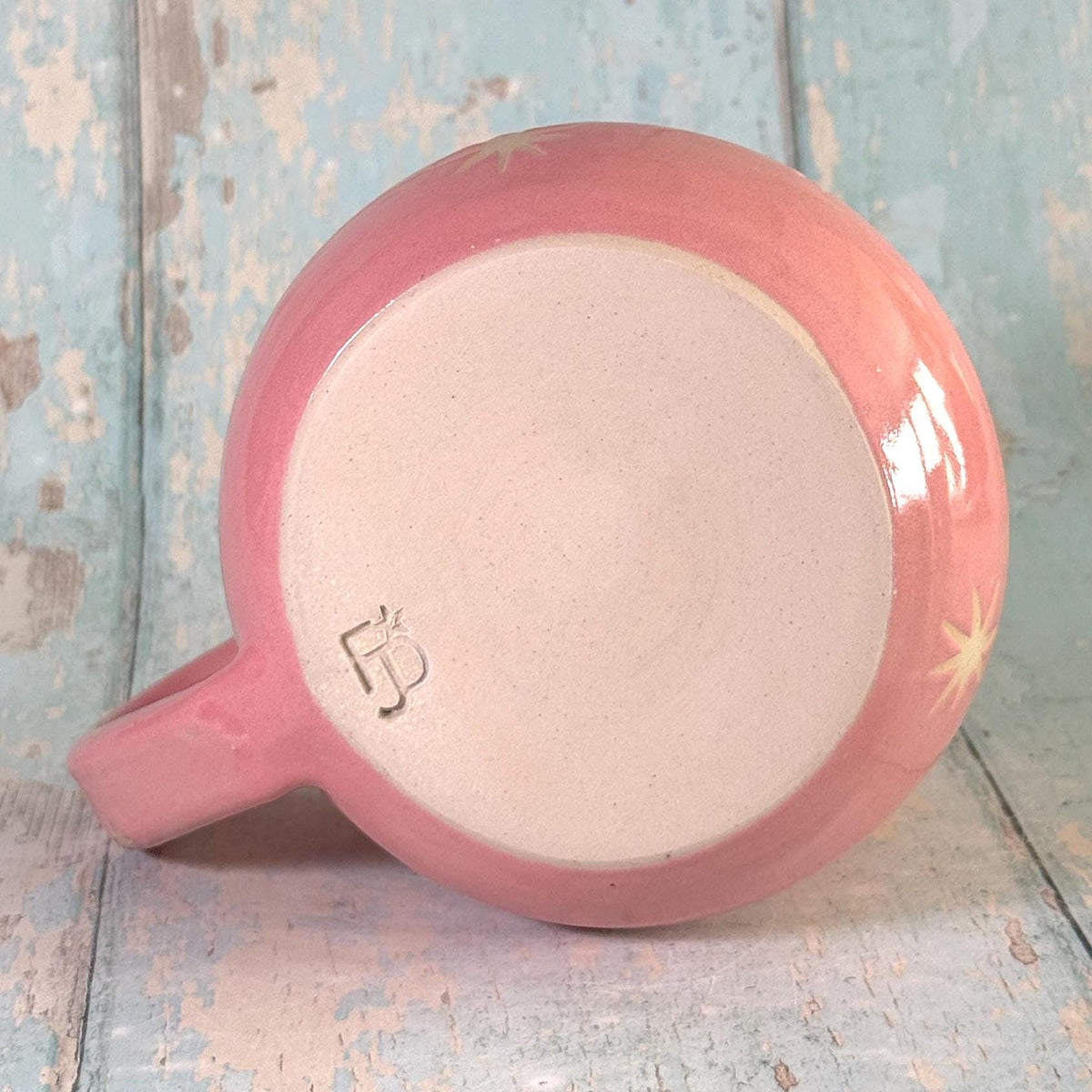 Pink Moon & Star Celestial Mug, Large Ceramic Cup - FJD Ceramics