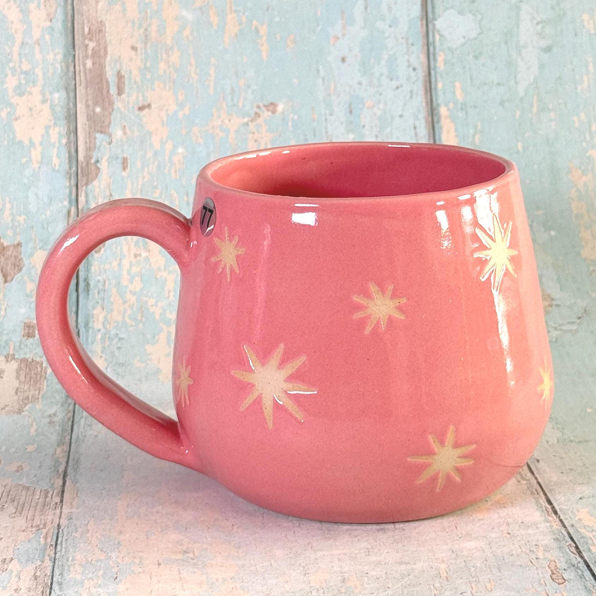 Pink Moon & Star Celestial Mug, Large Ceramic Cup - FJD Ceramics