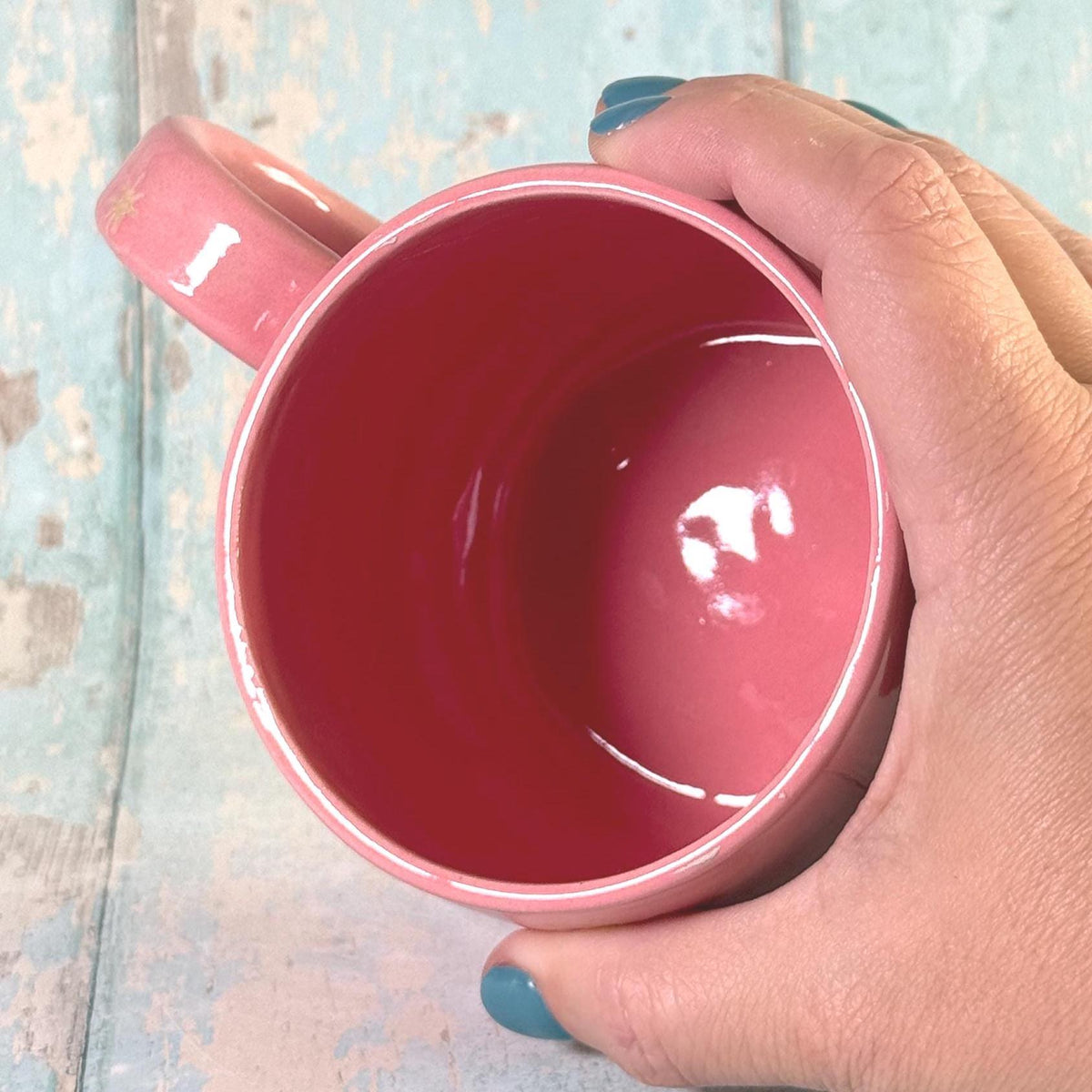 Pink Moon & Star Celestial Mug, Large Ceramic Cup - FJD Ceramics