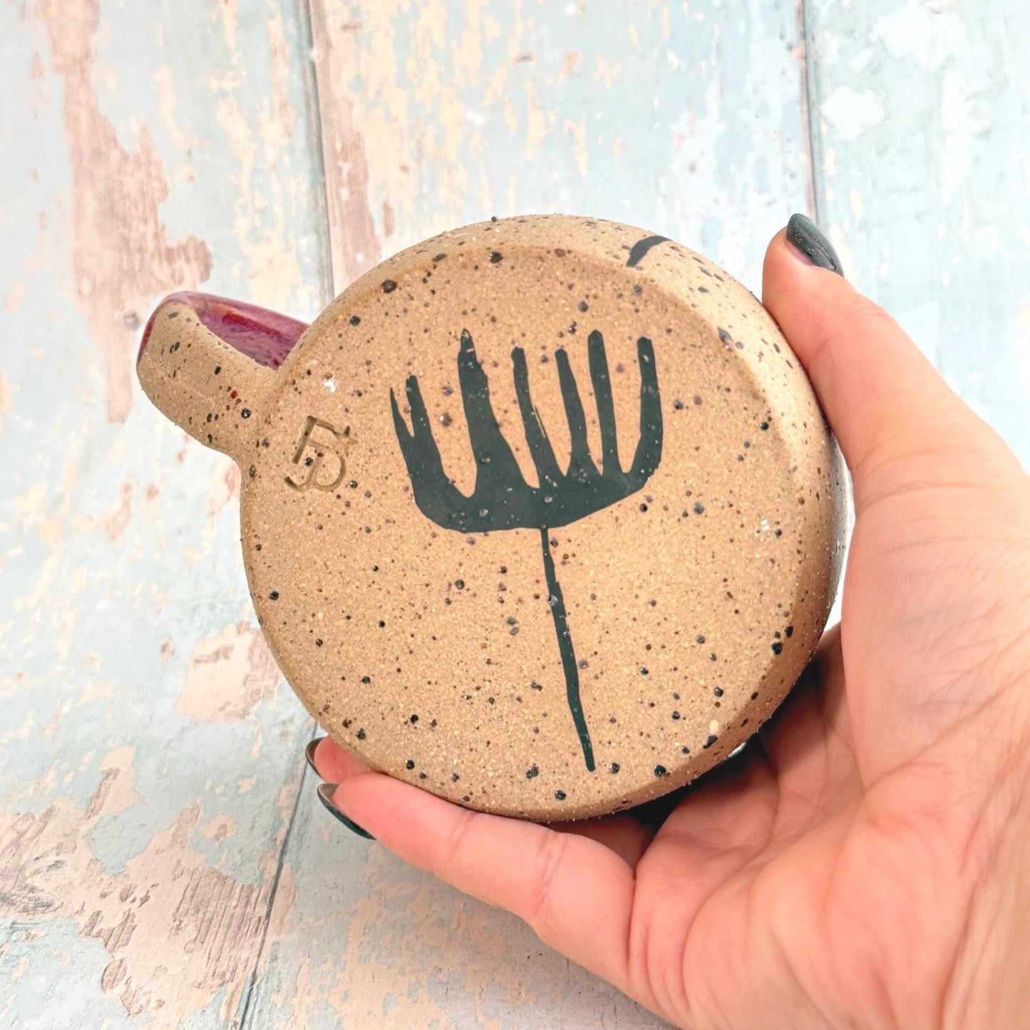 Pink Protea Mug, Large Flower Ceramic Cup - FJD Ceramics