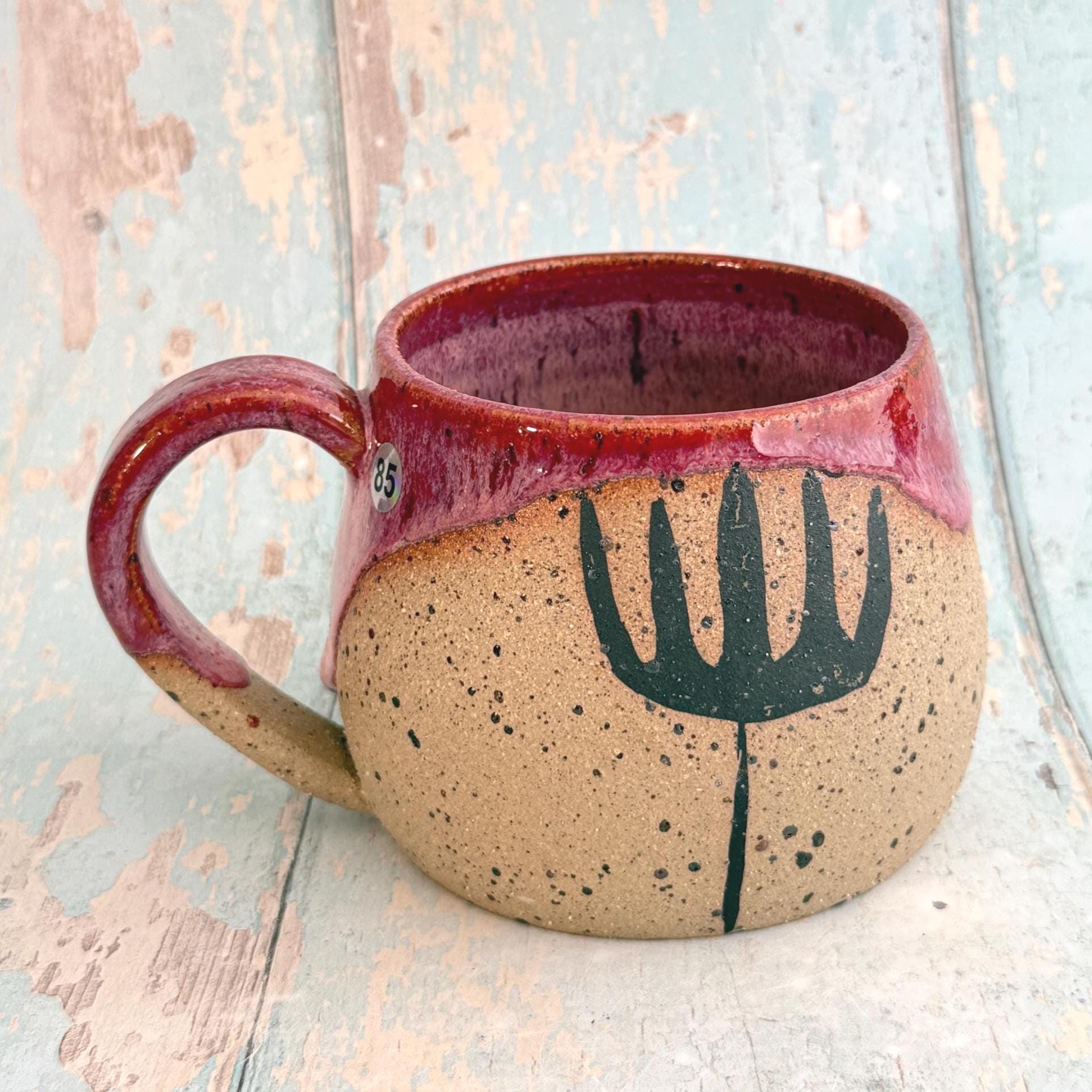 Pink Protea Mug, Large Flower Ceramic Cup - FJD Ceramics