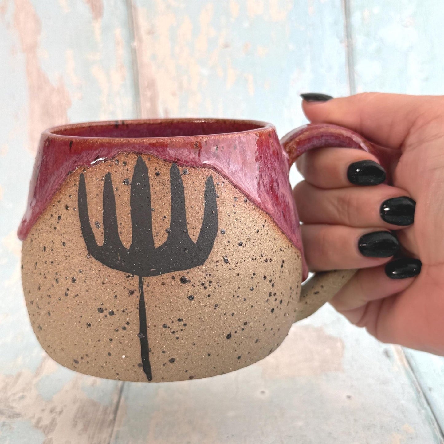 Pink Protea Mug, Large Flower Ceramic Cup - FJD Ceramics