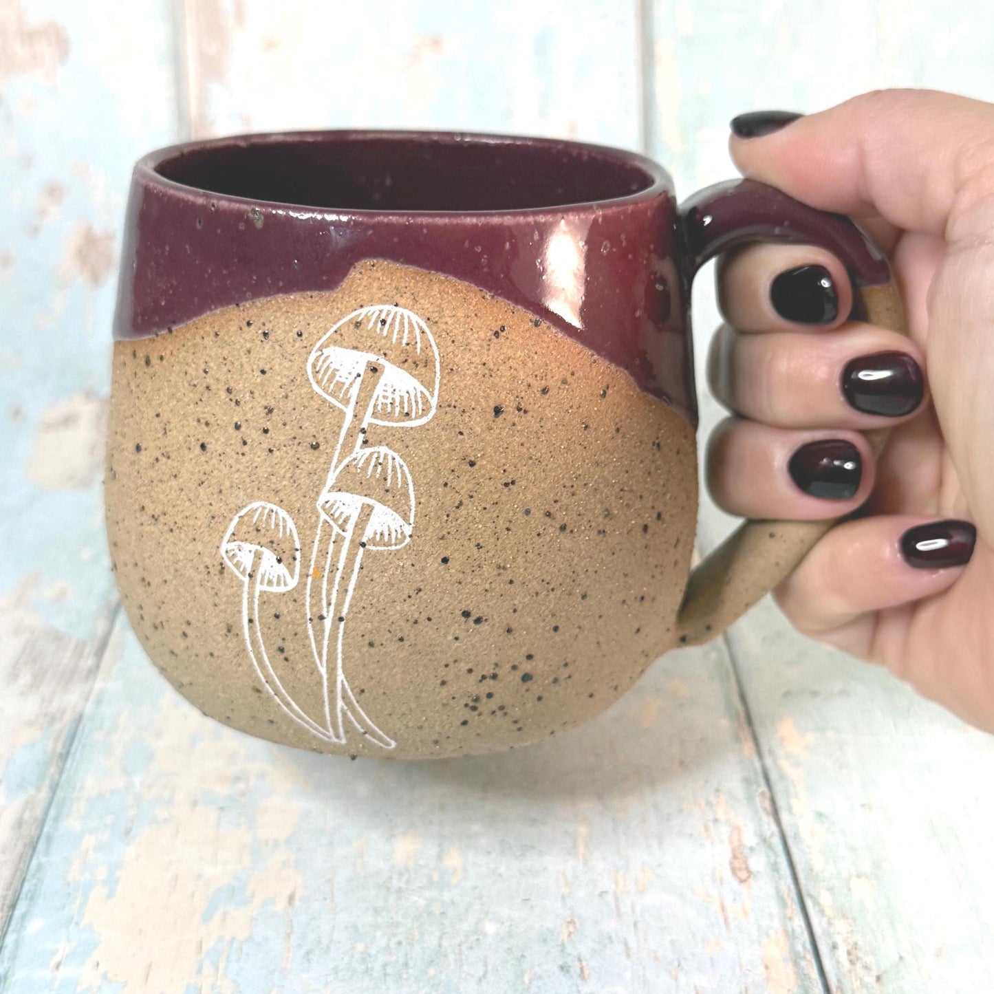 Plum Mushroom Mug, Fungi Ceramic Cup - FJD Ceramics
